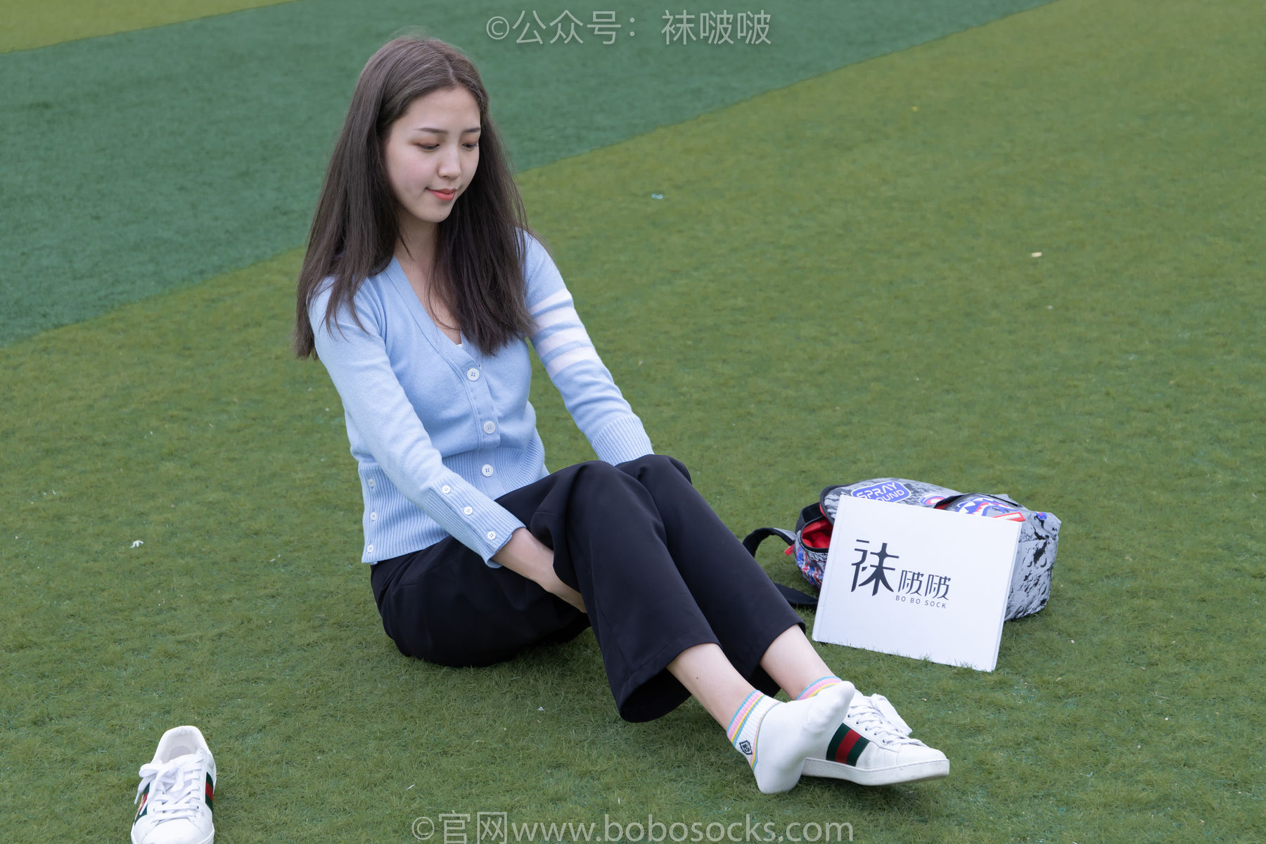 BoBoSocks袜啵啵 No.021 泡芙-板鞋、白棉袜、裸足