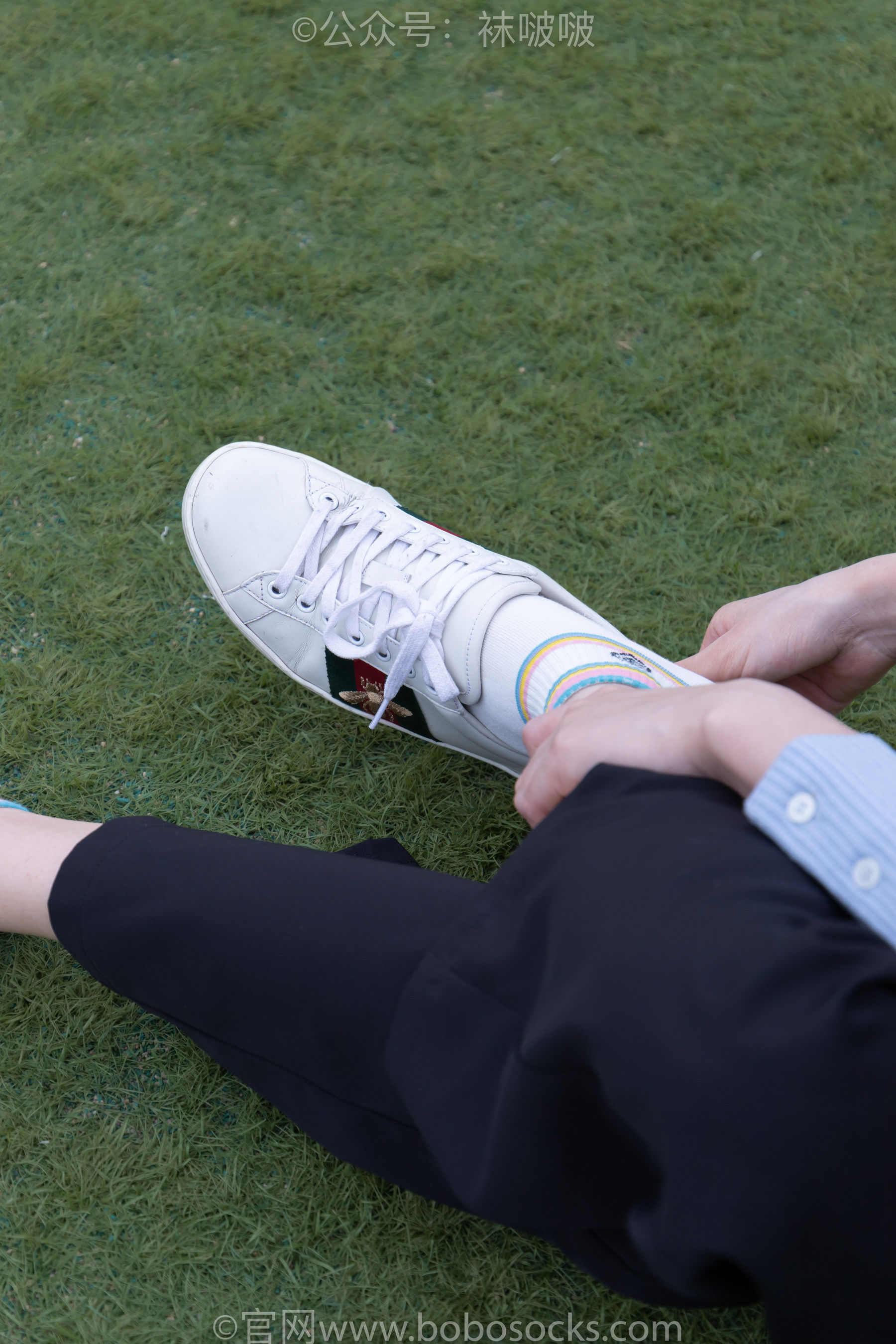 BoBoSocks袜啵啵 No.021 泡芙-板鞋、白棉袜、裸足