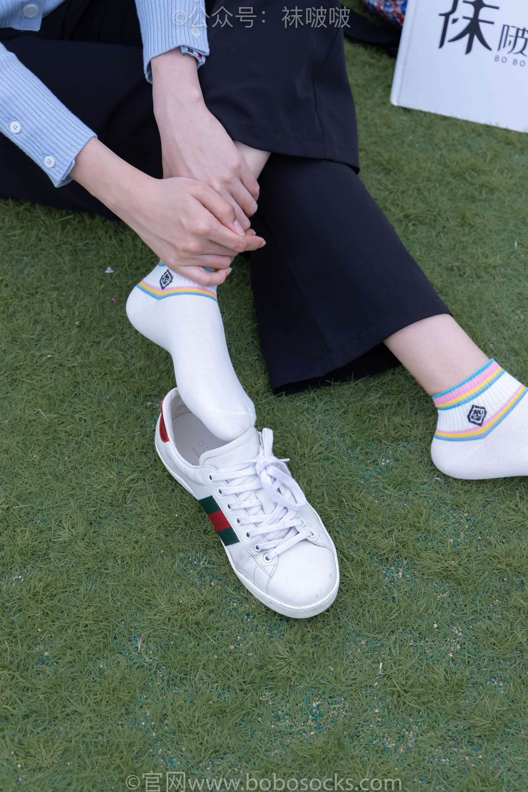 BoBoSocks袜啵啵 No.021 泡芙-板鞋、白棉袜、裸足