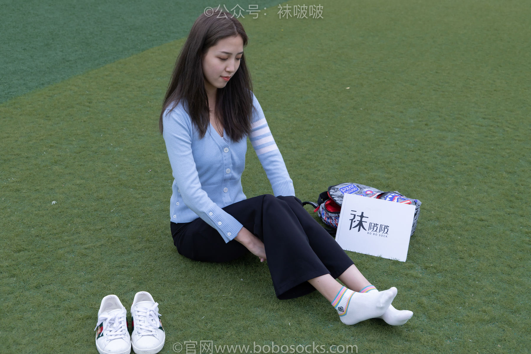 BoBoSocks袜啵啵 No.021 泡芙-板鞋、白棉袜、裸足