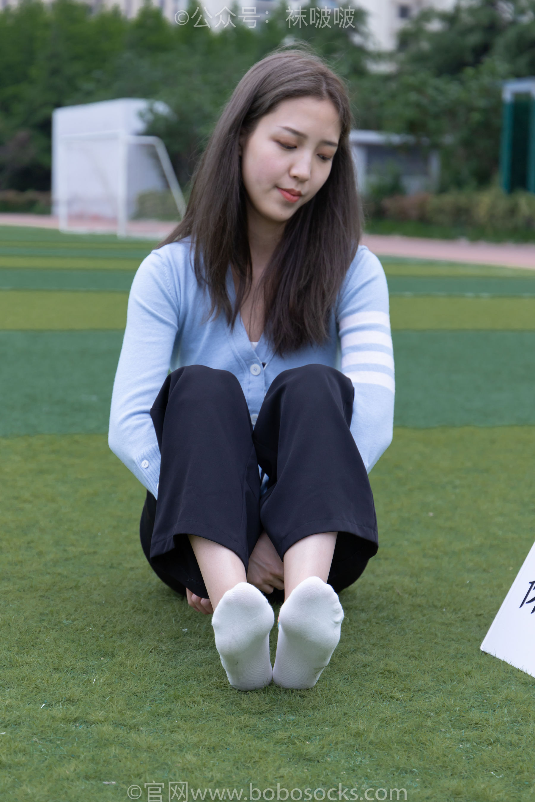 BoBoSocks袜啵啵 No.021 泡芙-板鞋、白棉袜、裸足