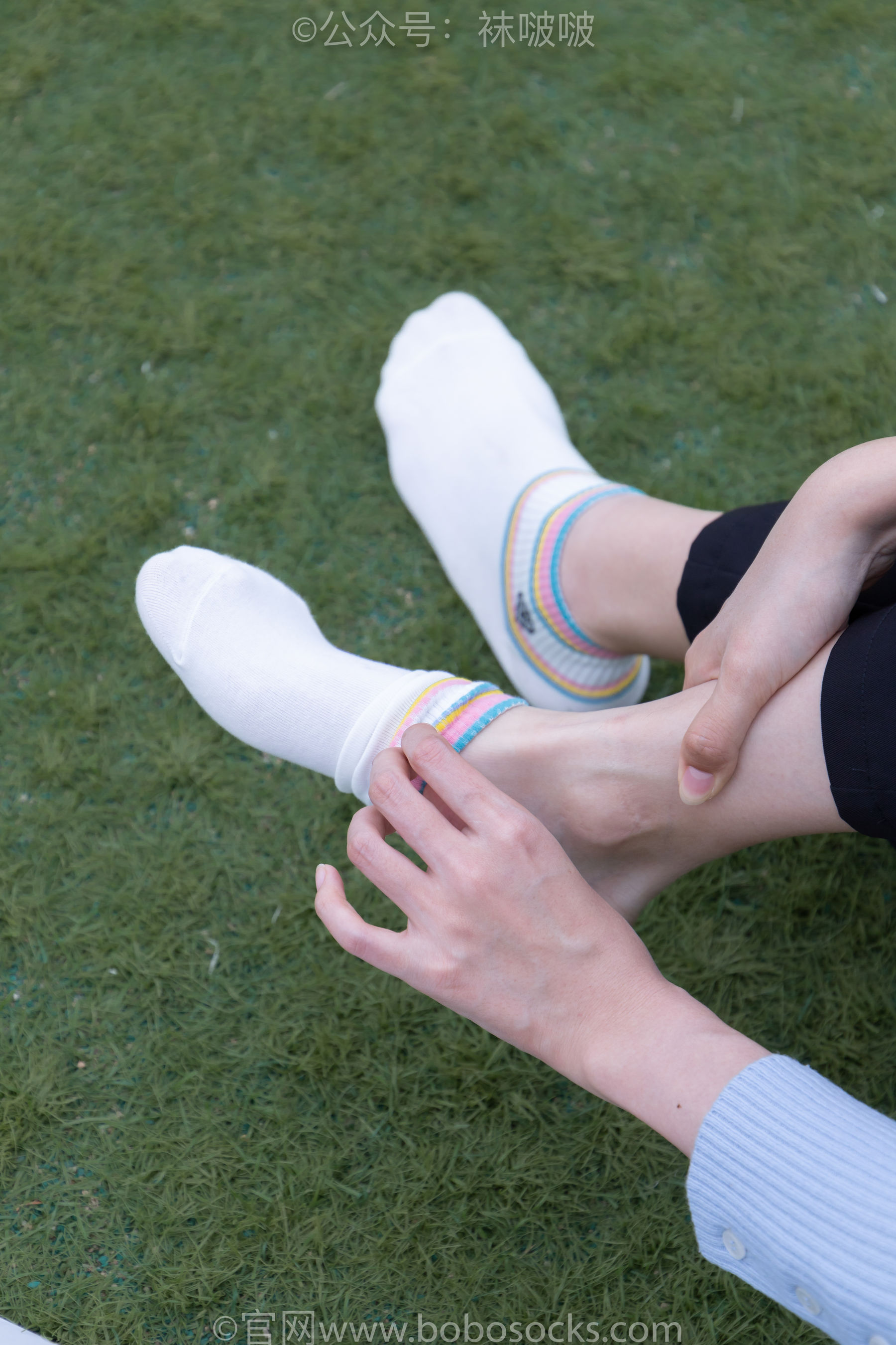 BoBoSocks袜啵啵 No.021 泡芙-板鞋、白棉袜、裸足