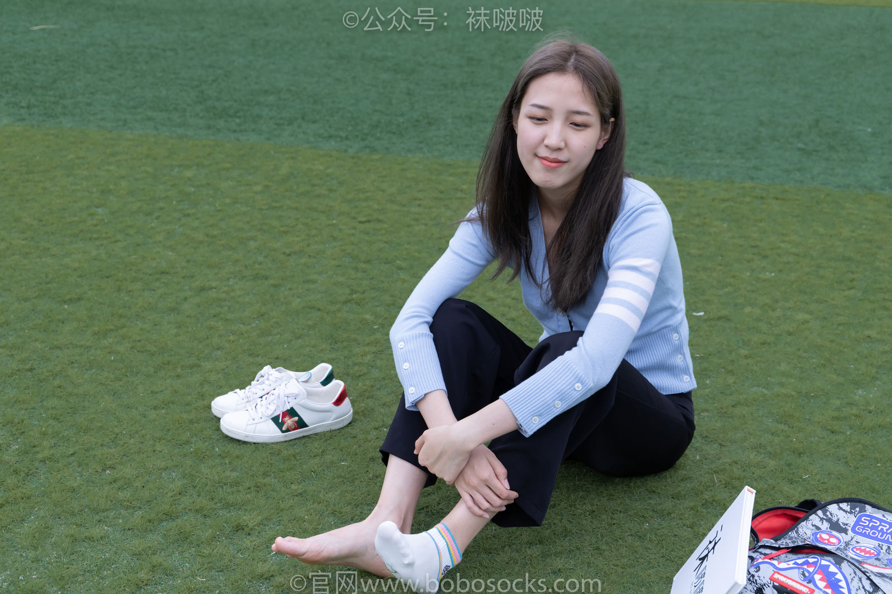 BoBoSocks袜啵啵 No.021 泡芙-板鞋、白棉袜、裸足