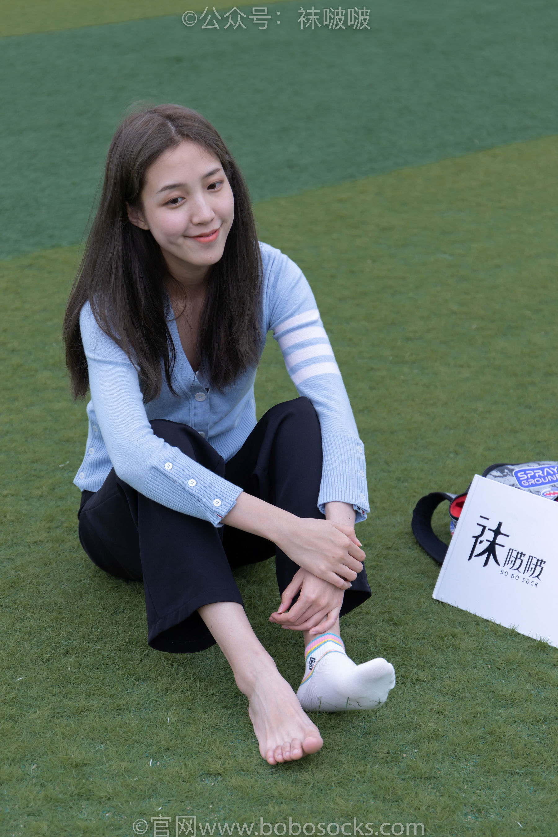 BoBoSocks袜啵啵 No.021 泡芙-板鞋、白棉袜、裸足