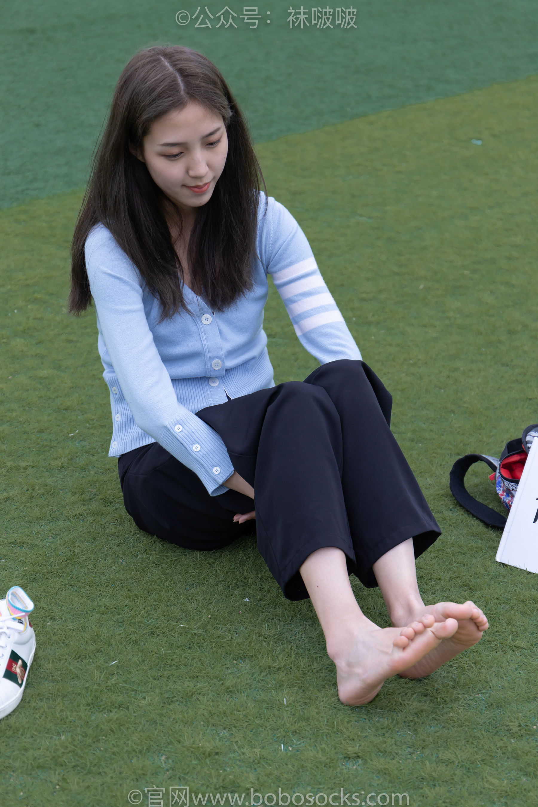 BoBoSocks袜啵啵 No.021 泡芙-板鞋、白棉袜、裸足