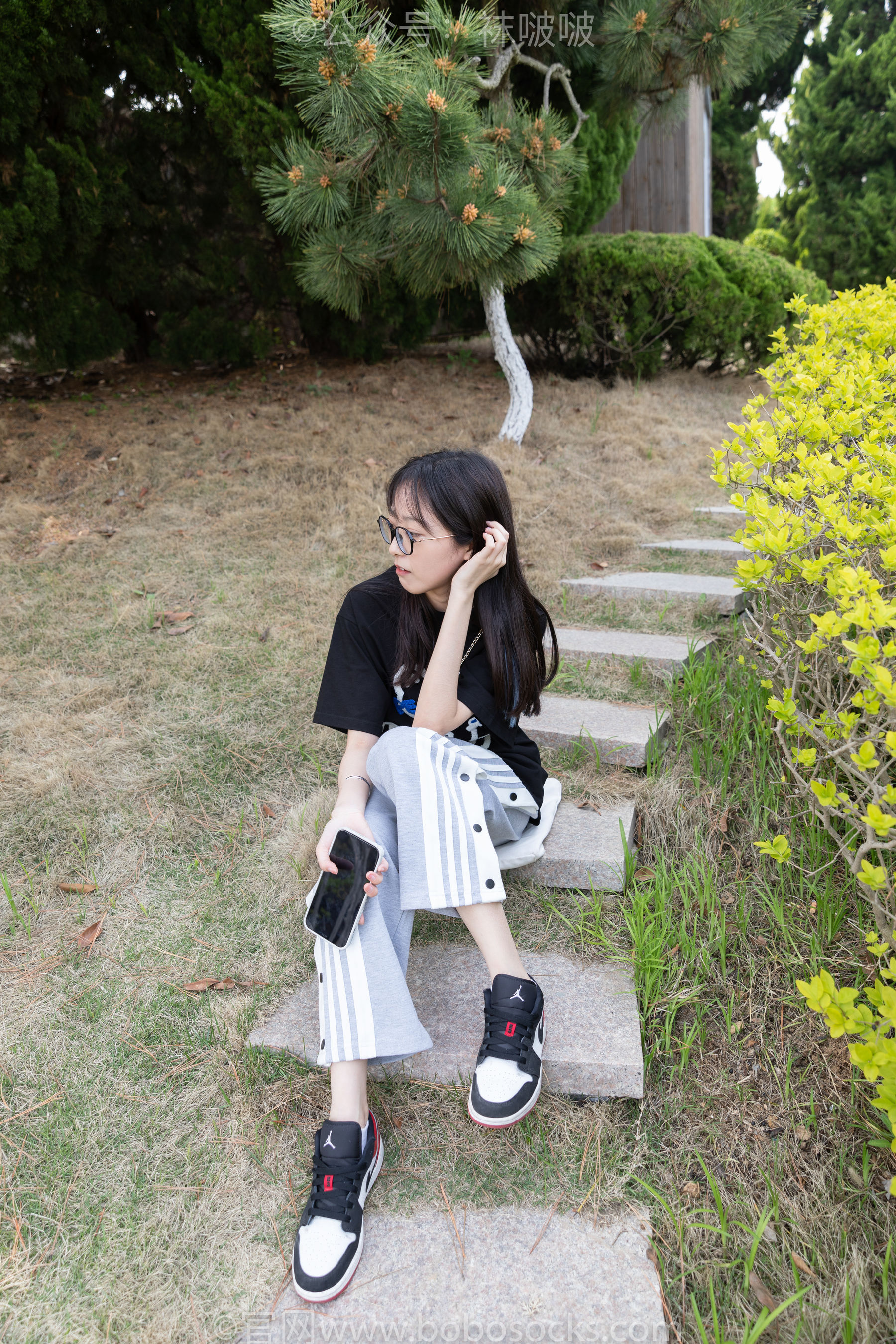 BoBoSocks袜啵啵 No.023 稚予-AJ、白色短棉袜、裸足
