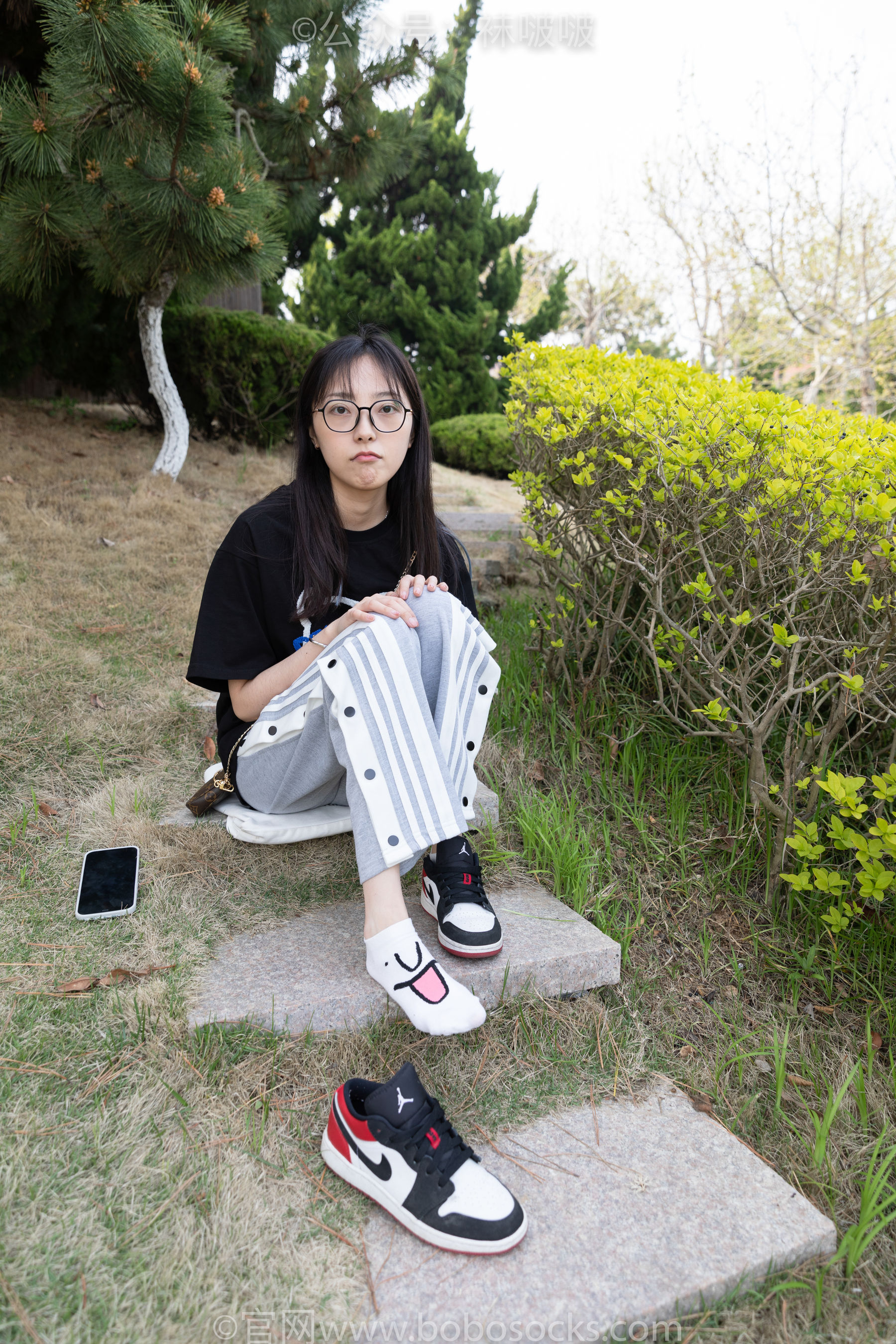 BoBoSocks袜啵啵 No.023 稚予-AJ、白色短棉袜、裸足