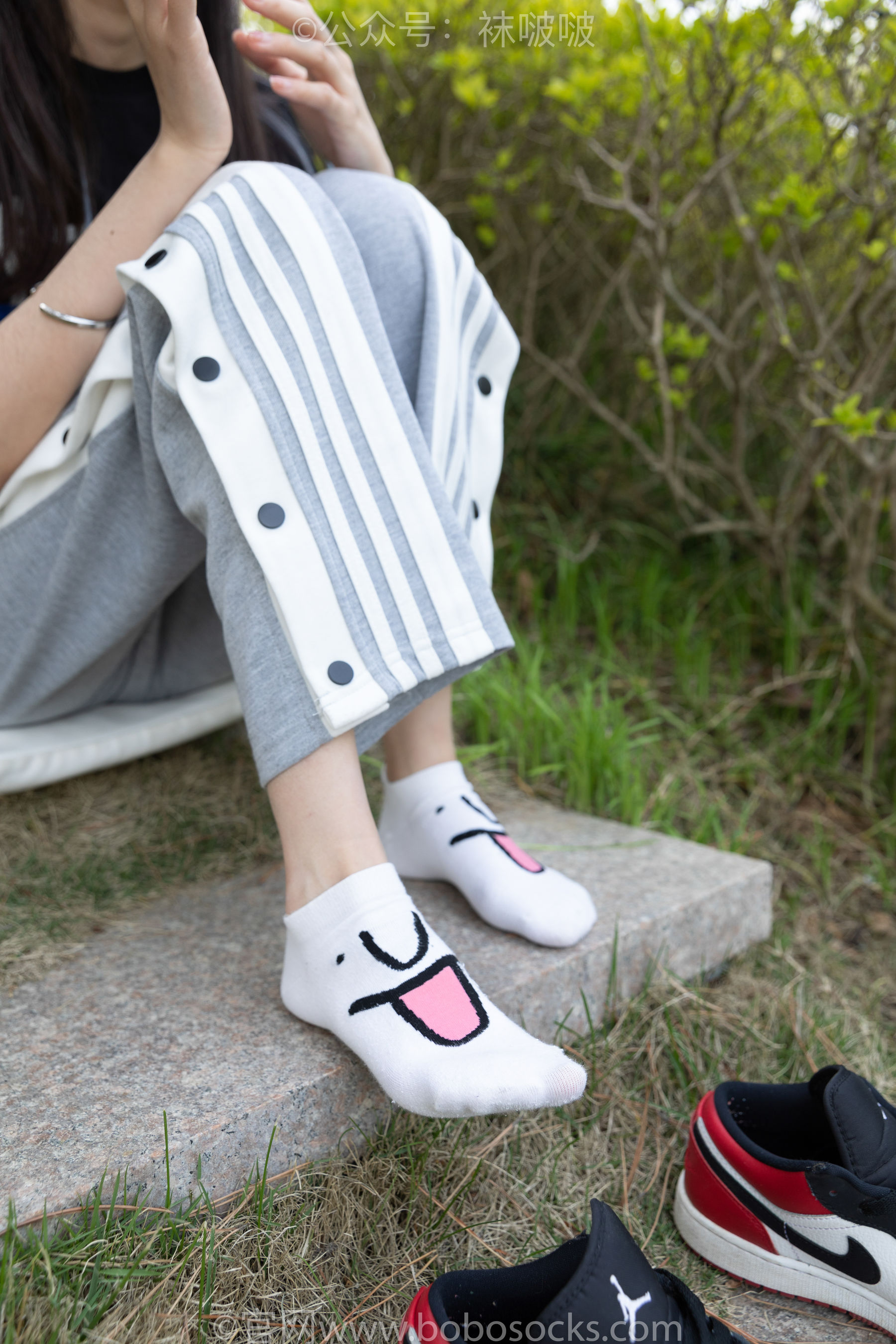 BoBoSocks袜啵啵 No.023 稚予-AJ、白色短棉袜、裸足