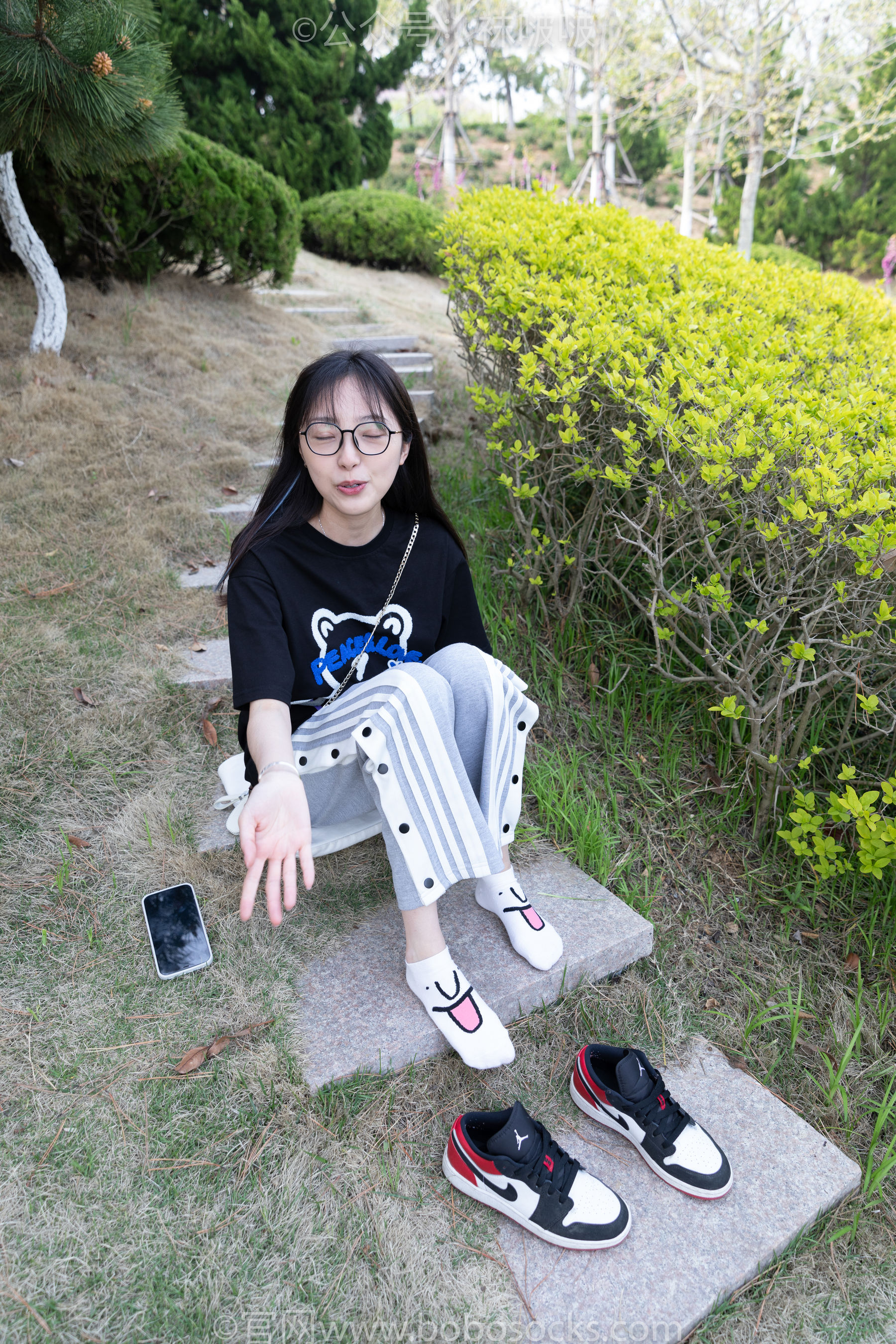 BoBoSocks袜啵啵 No.023 稚予-AJ、白色短棉袜、裸足