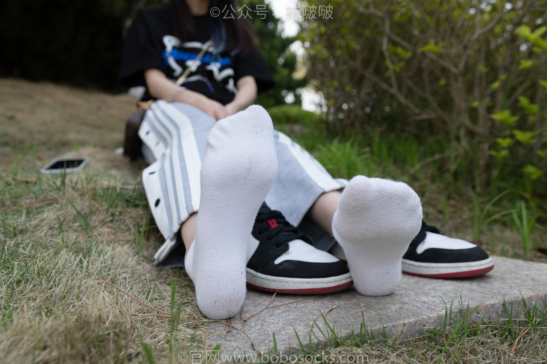 BoBoSocks袜啵啵 No.023 稚予-AJ、白色短棉袜、裸足