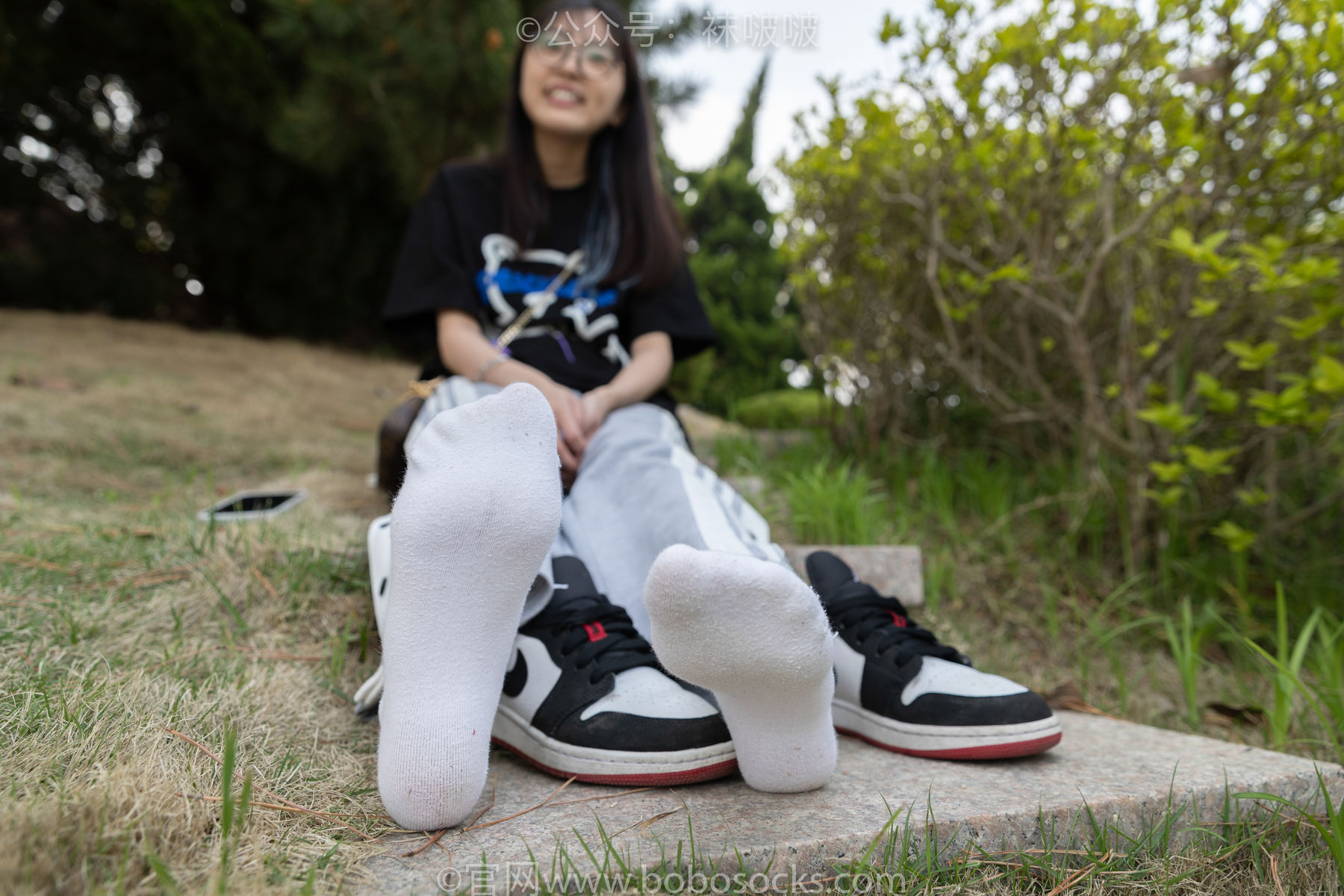 BoBoSocks袜啵啵 No.023 稚予-AJ、白色短棉袜、裸足