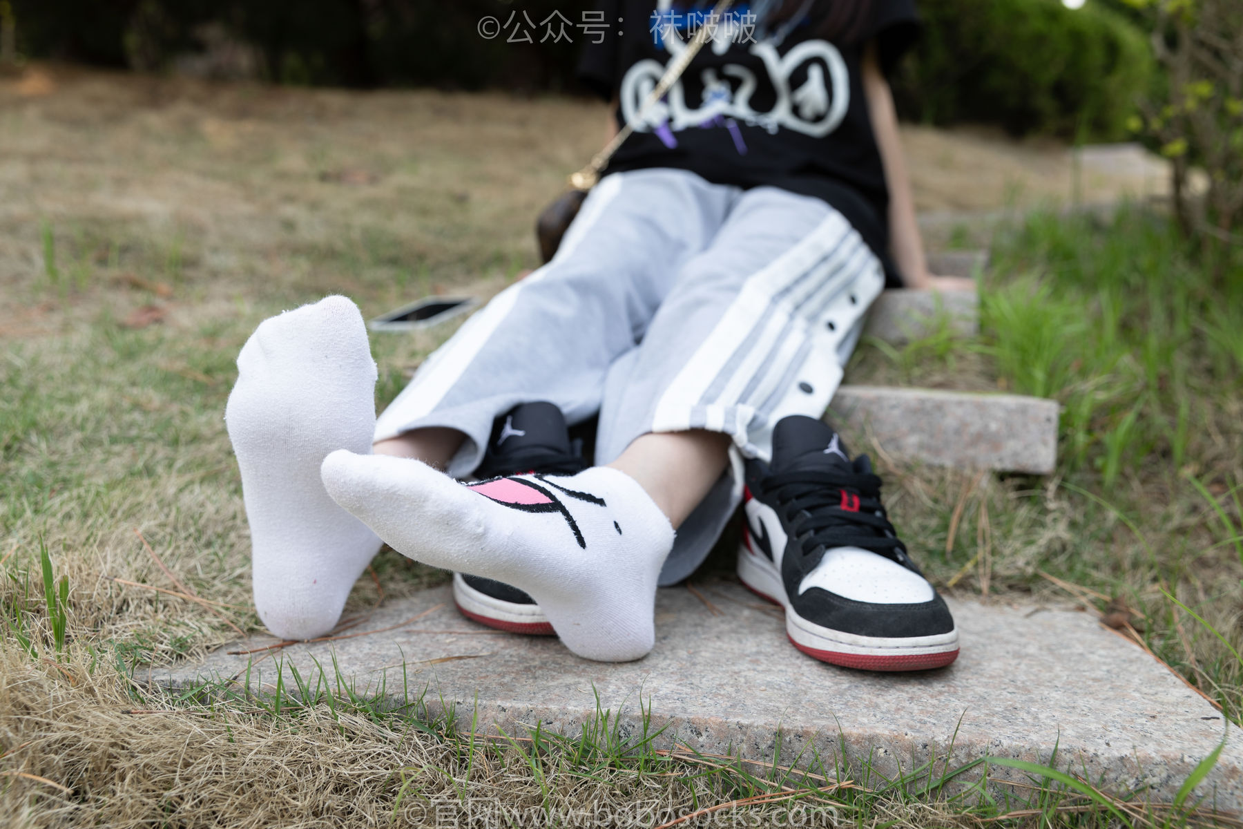BoBoSocks袜啵啵 No.023 稚予-AJ、白色短棉袜、裸足