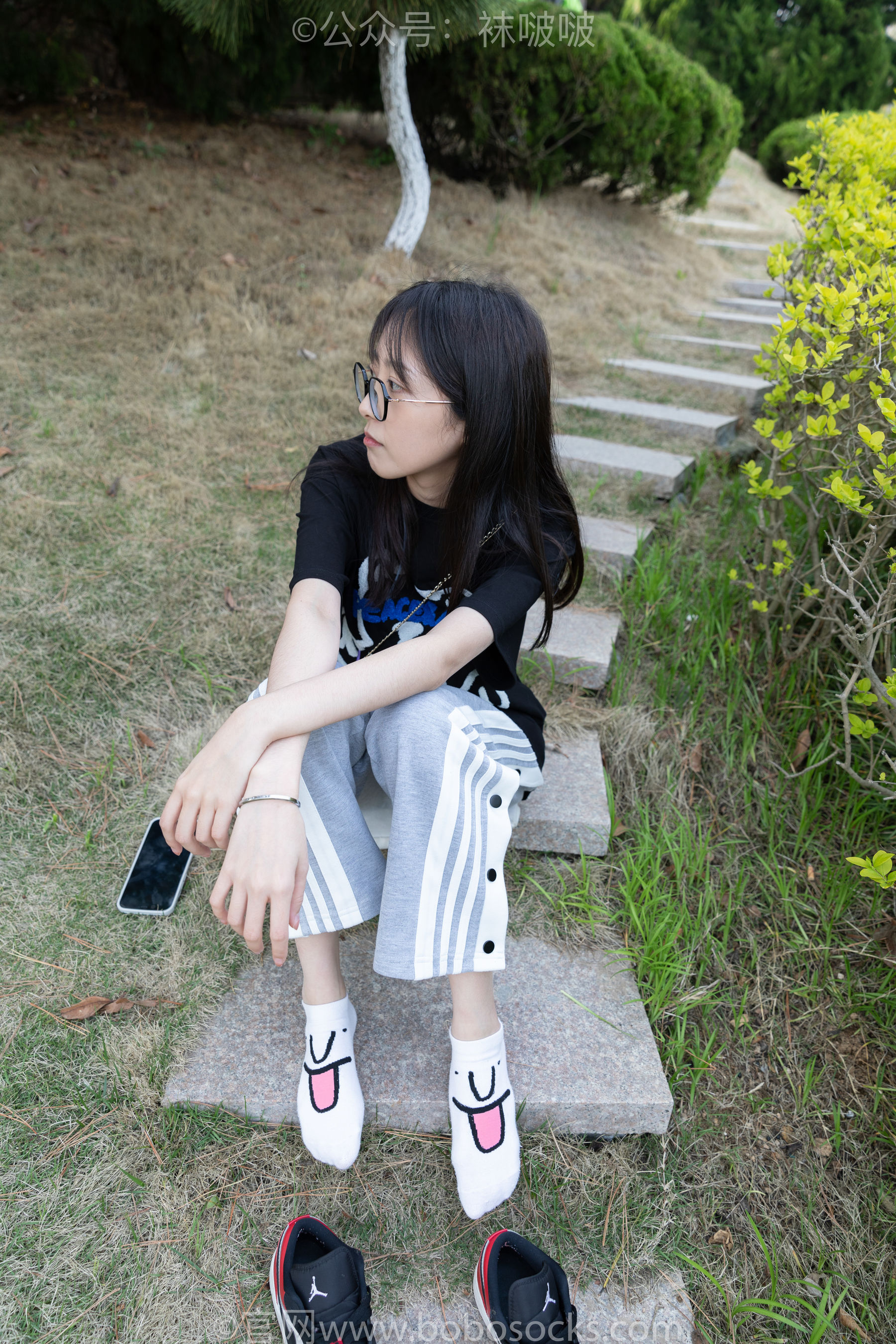 BoBoSocks袜啵啵 No.023 稚予-AJ、白色短棉袜、裸足