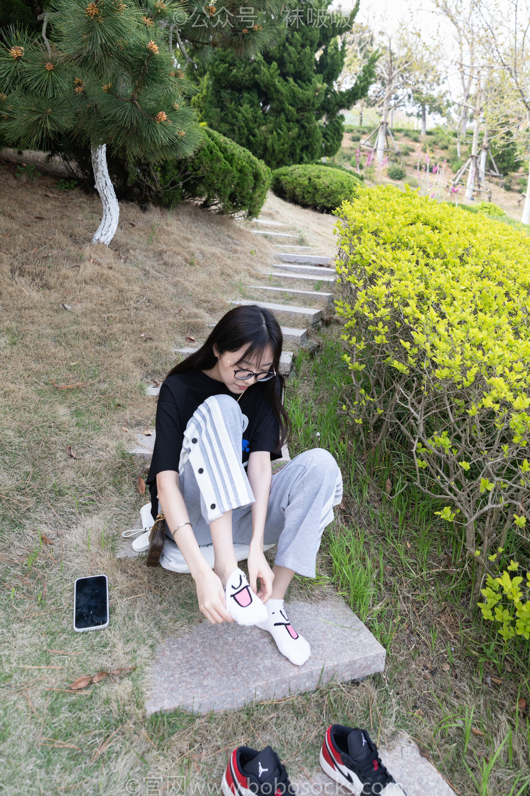 BoBoSocks袜啵啵 No.023 稚予-AJ、白色短棉袜、裸足