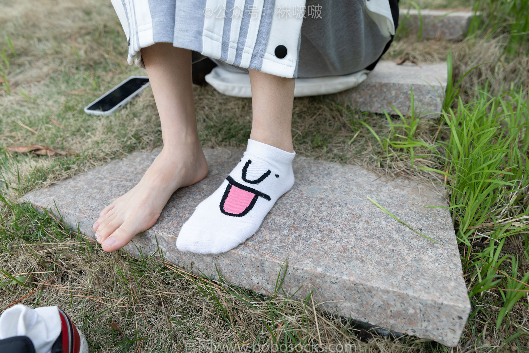 BoBoSocks袜啵啵 No.023 稚予-AJ、白色短棉袜、裸足