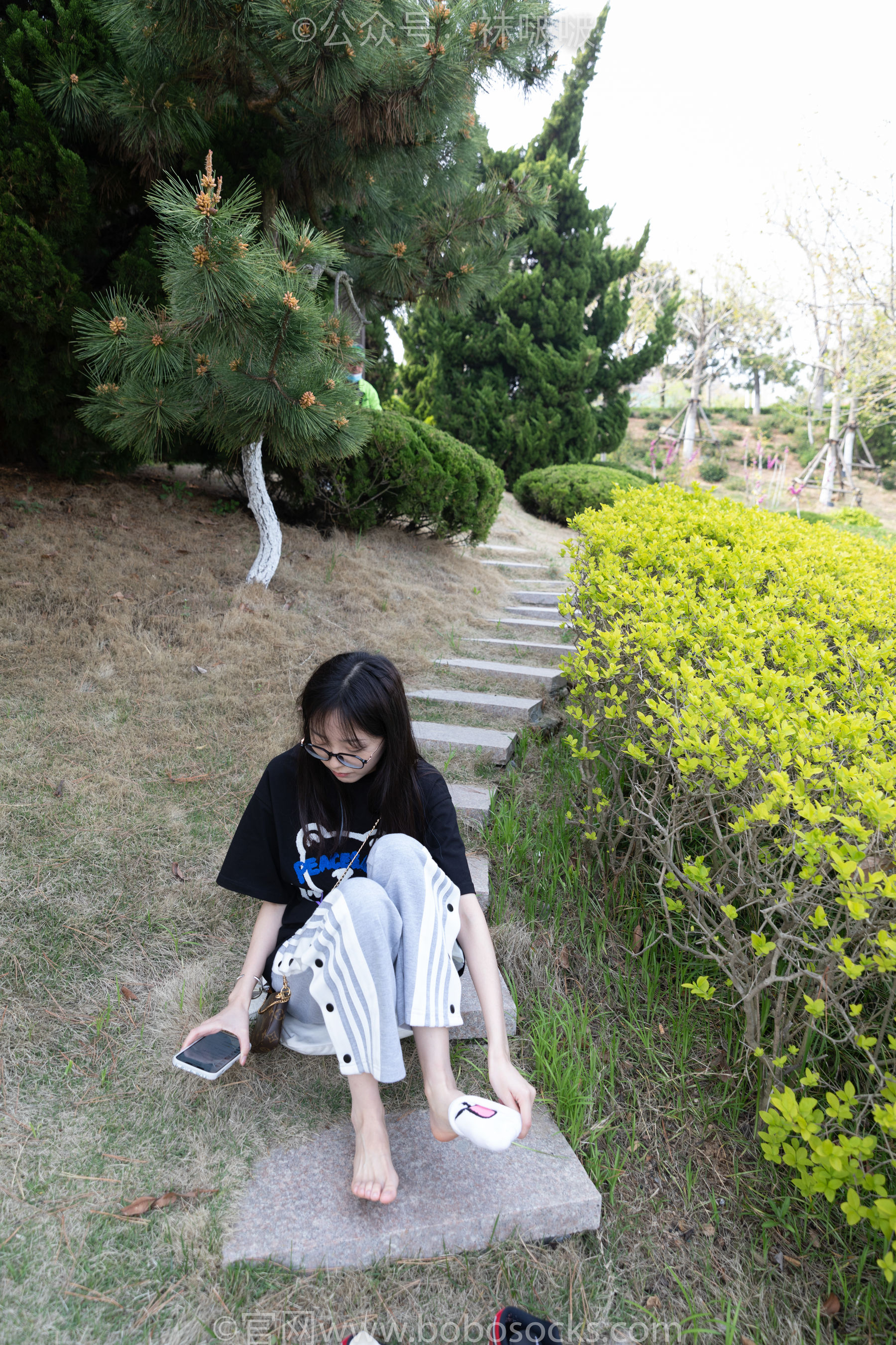BoBoSocks袜啵啵 No.023 稚予-AJ、白色短棉袜、裸足