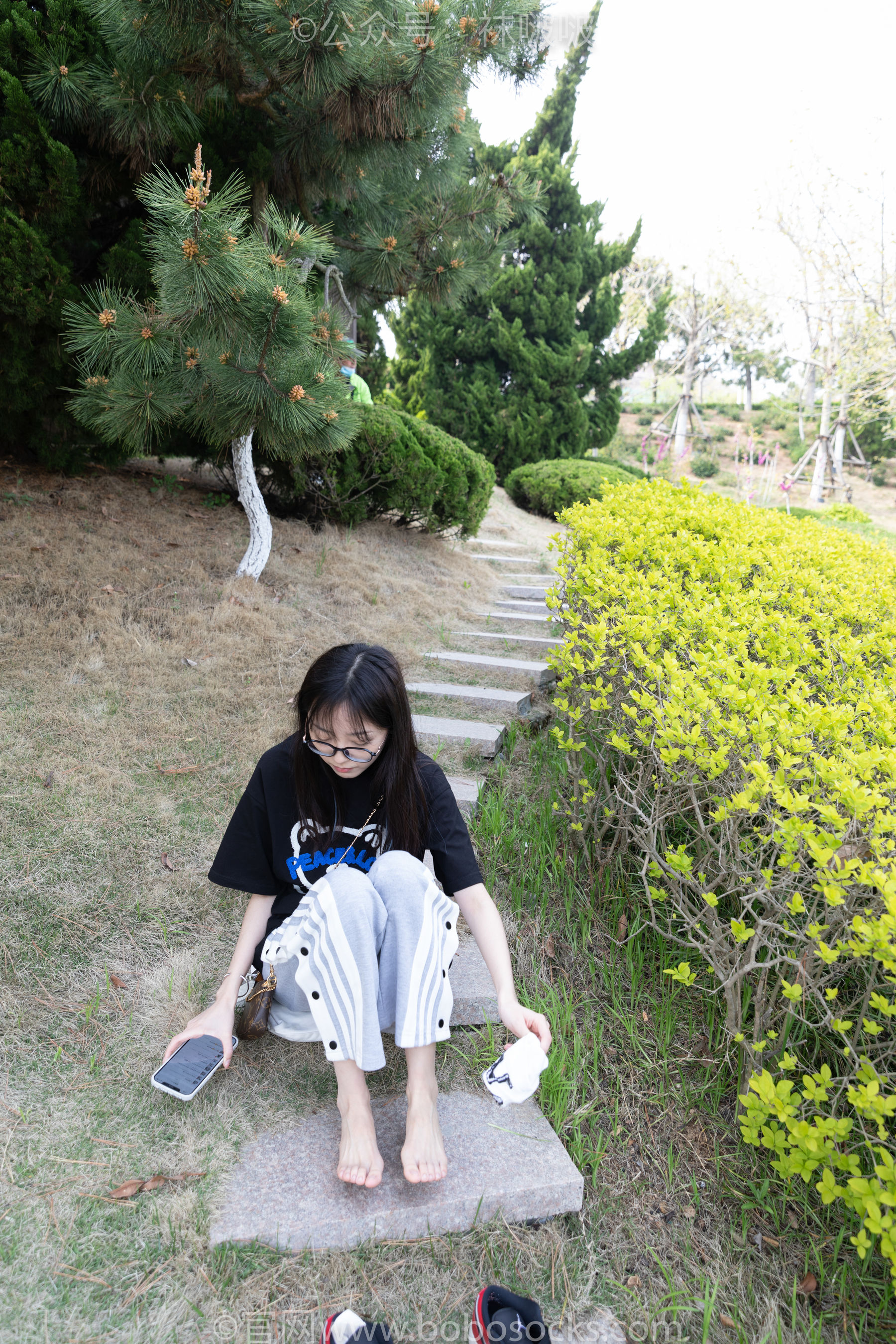 BoBoSocks袜啵啵 No.023 稚予-AJ、白色短棉袜、裸足