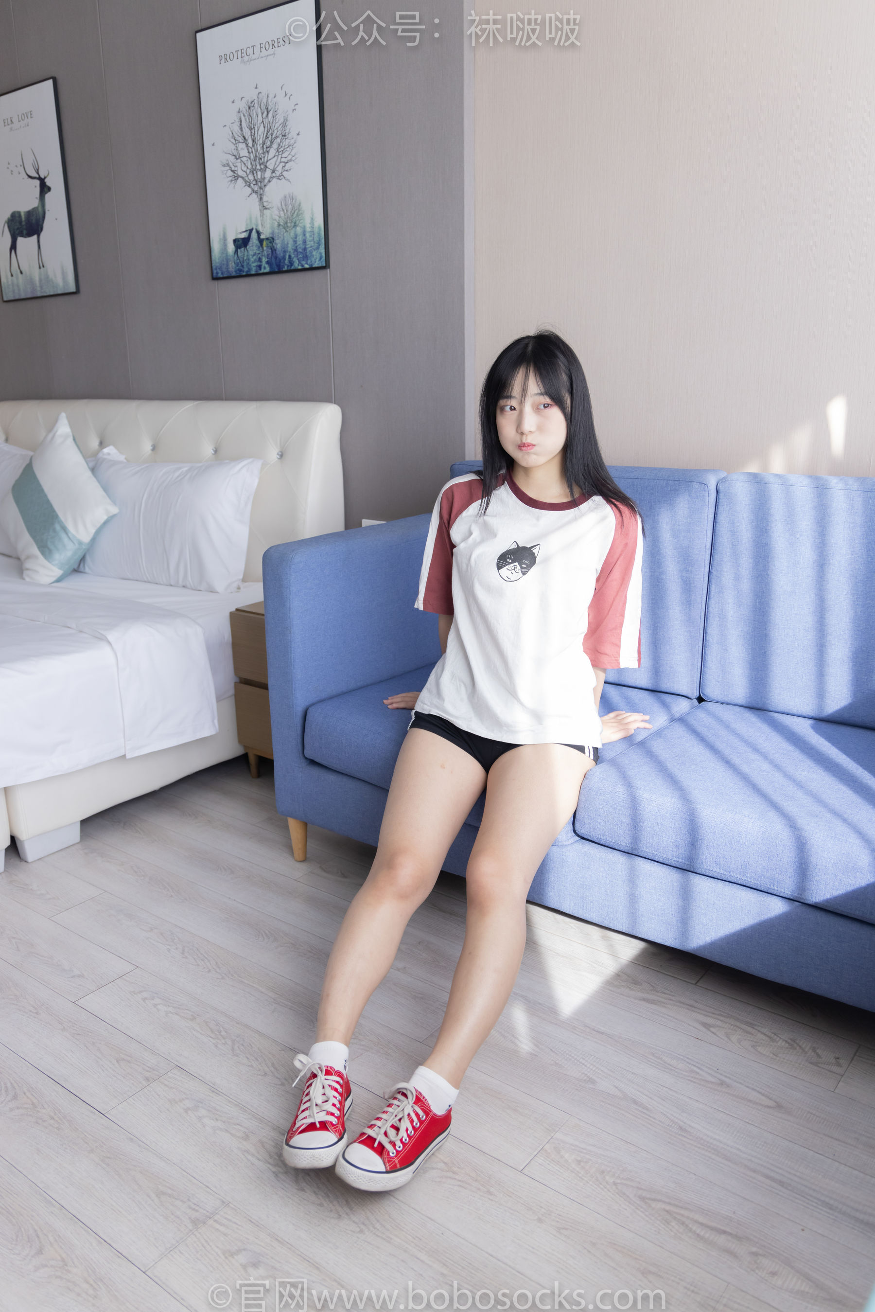 BoBoSocks袜啵啵 No.036 菠萝-帆布鞋、白棉袜、裸足
