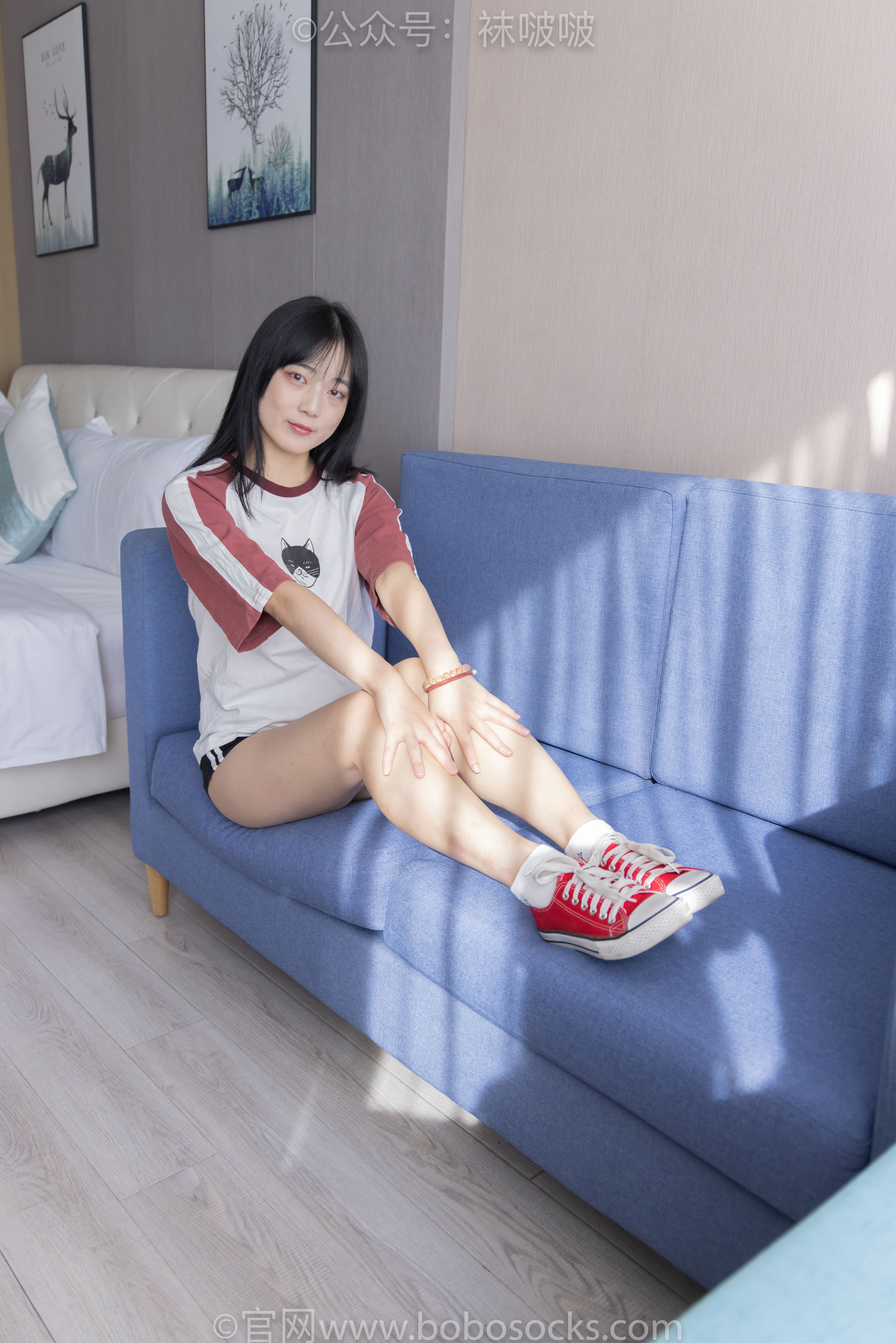 BoBoSocks袜啵啵 No.036 菠萝-帆布鞋、白棉袜、裸足