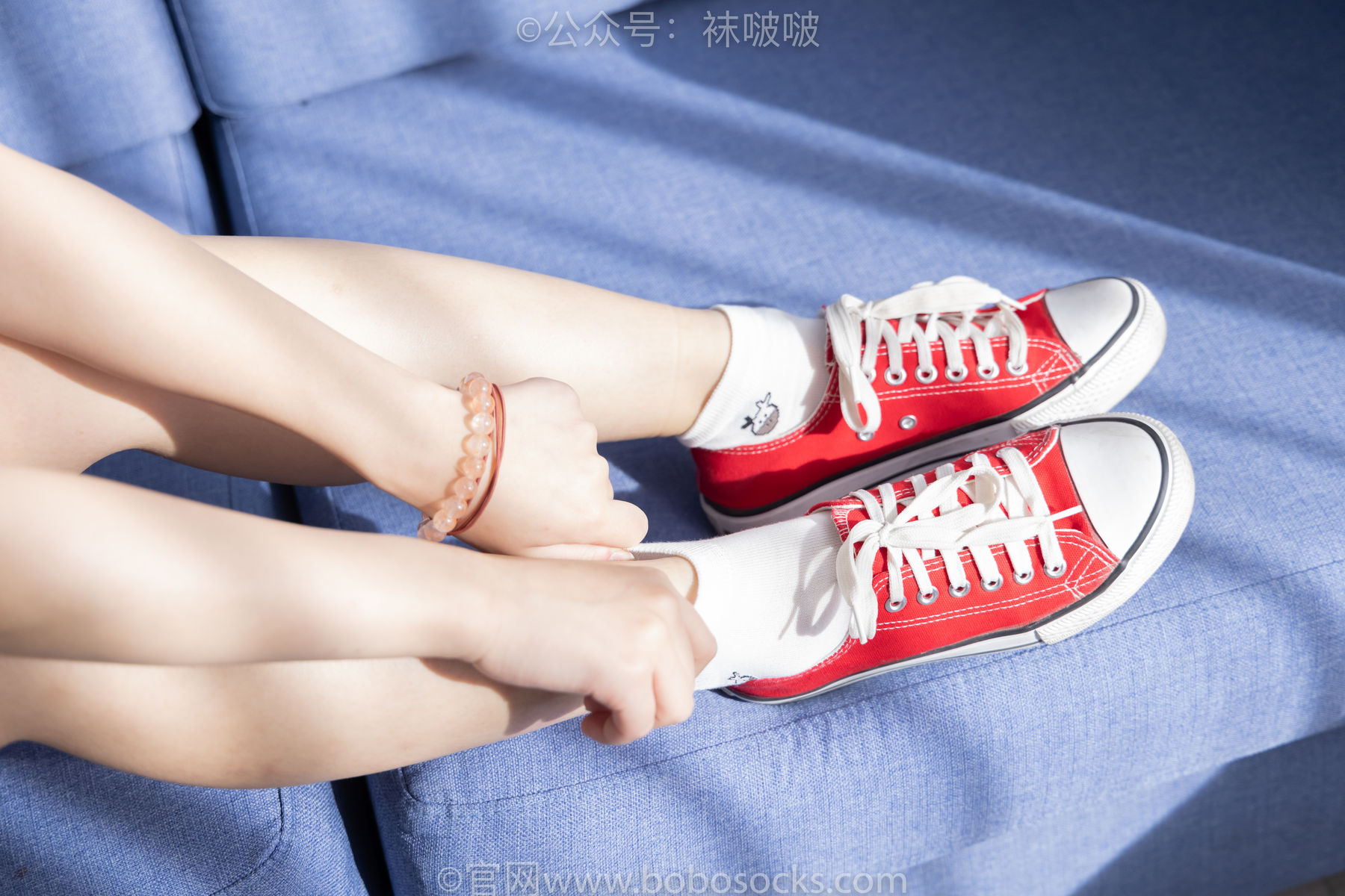 BoBoSocks袜啵啵 No.036 菠萝-帆布鞋、白棉袜、裸足