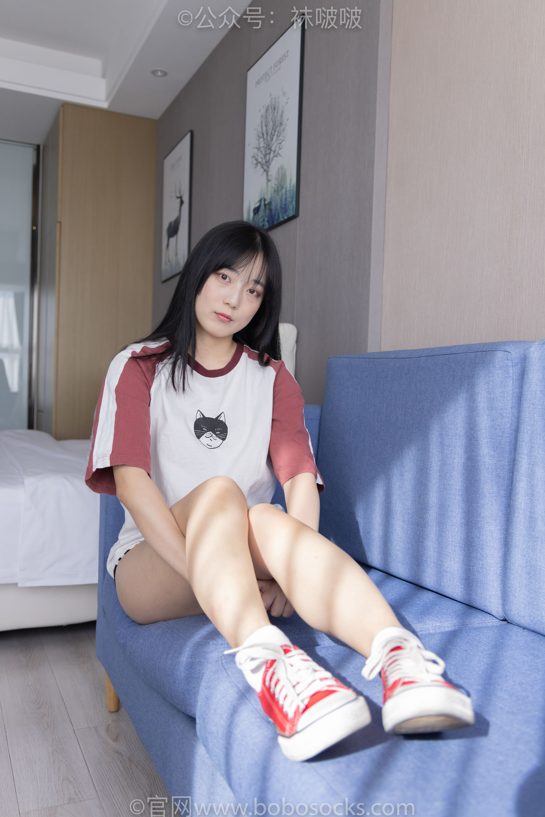 BoBoSocks袜啵啵 No.036 菠萝-帆布鞋、白棉袜、裸足