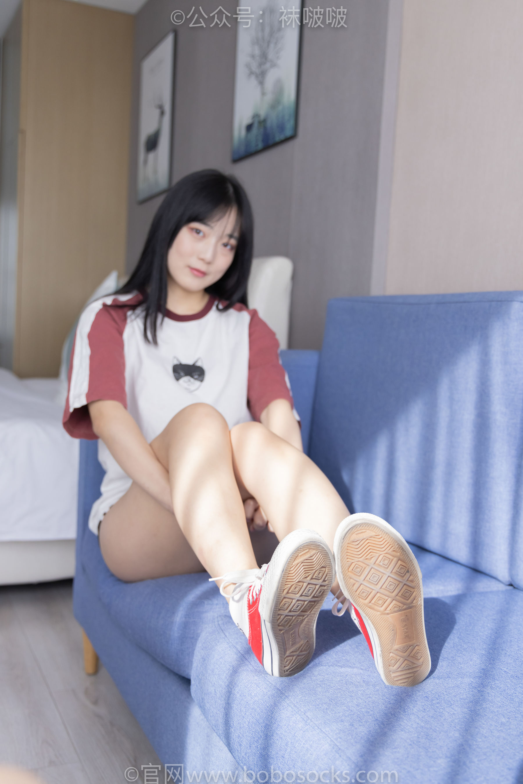 BoBoSocks袜啵啵 No.036 菠萝-帆布鞋、白棉袜、裸足