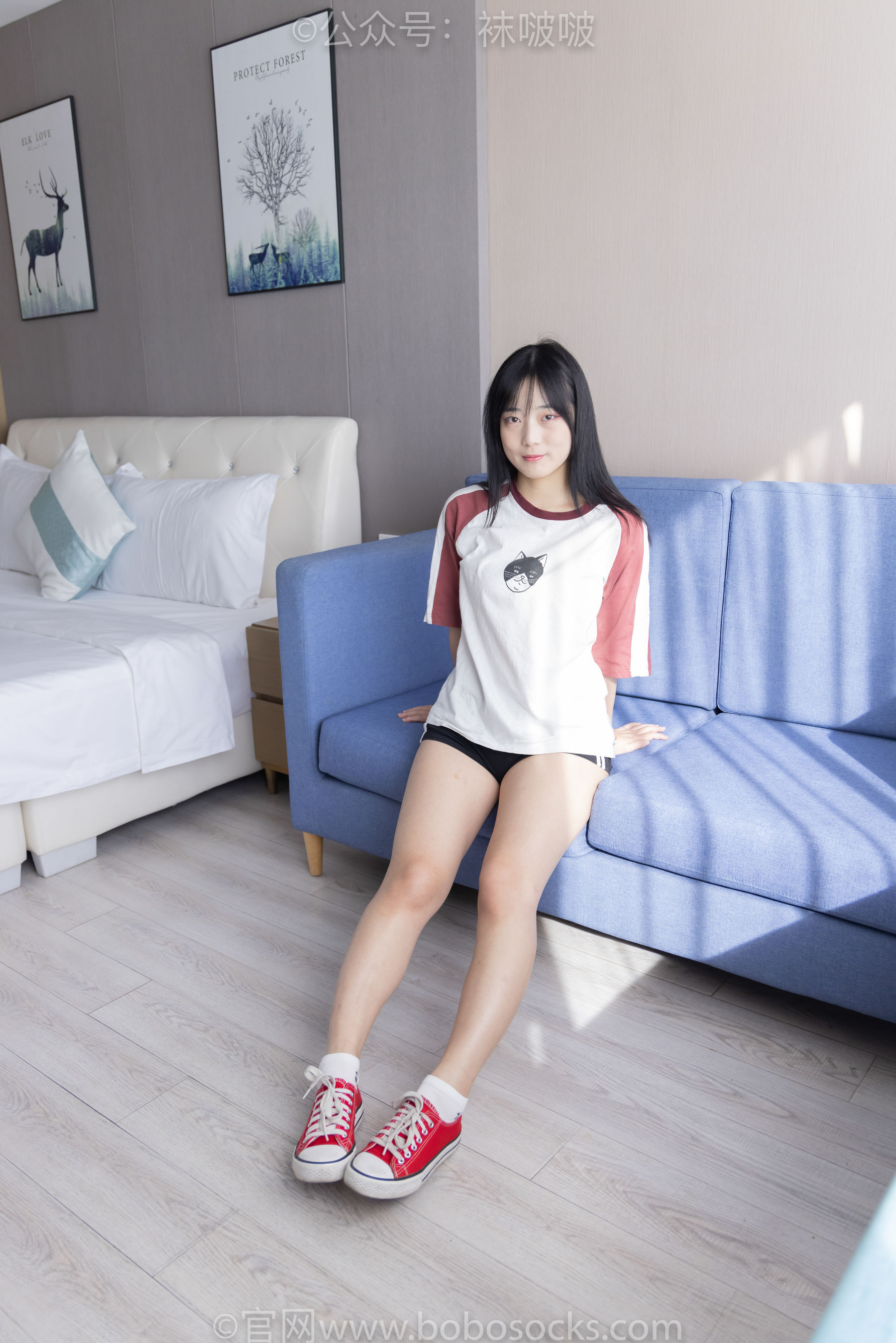 BoBoSocks袜啵啵 No.036 菠萝-帆布鞋、白棉袜、裸足