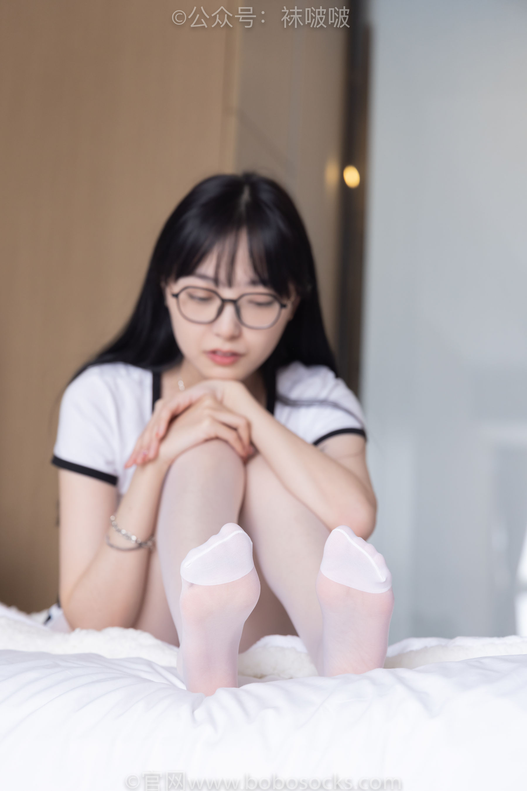BoBoSocks袜啵啵 No.037 稚予-帆布鞋、短白棉袜、白丝