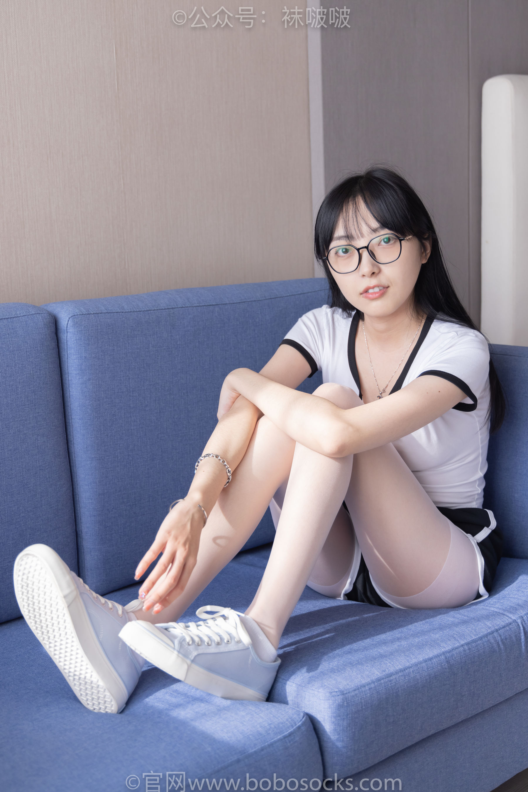 BoBoSocks袜啵啵 No.037 稚予-帆布鞋、短白棉袜、白丝