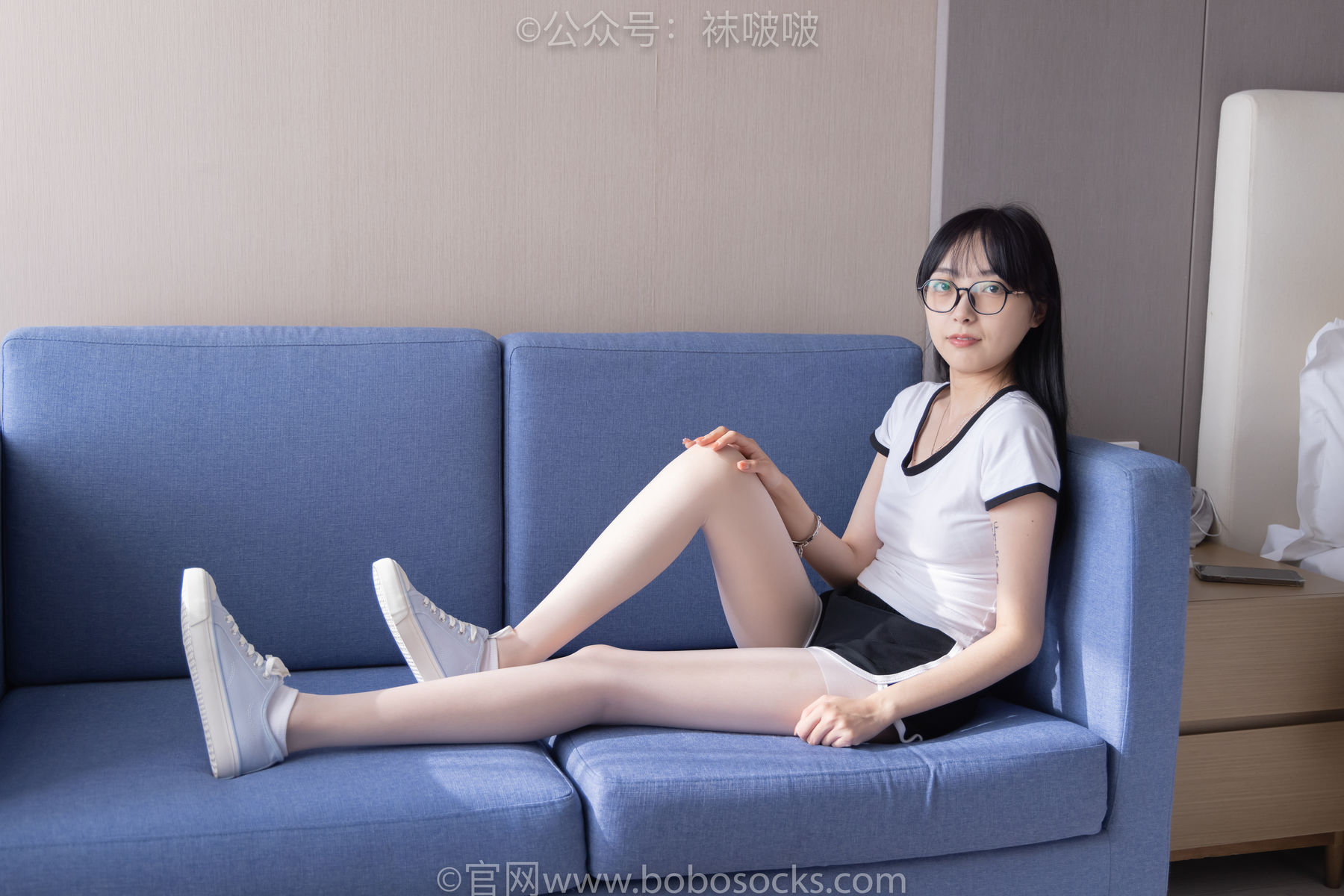 BoBoSocks袜啵啵 No.037 稚予-帆布鞋、短白棉袜、白丝