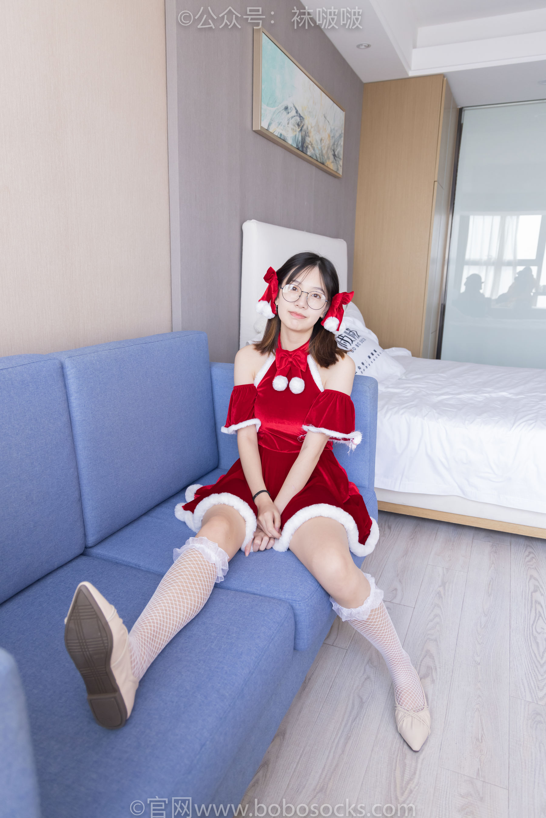 BoBoSocks袜啵啵 No.043 小甜豆-圣诞服、平底鞋、高跟鞋、白色渔网袜