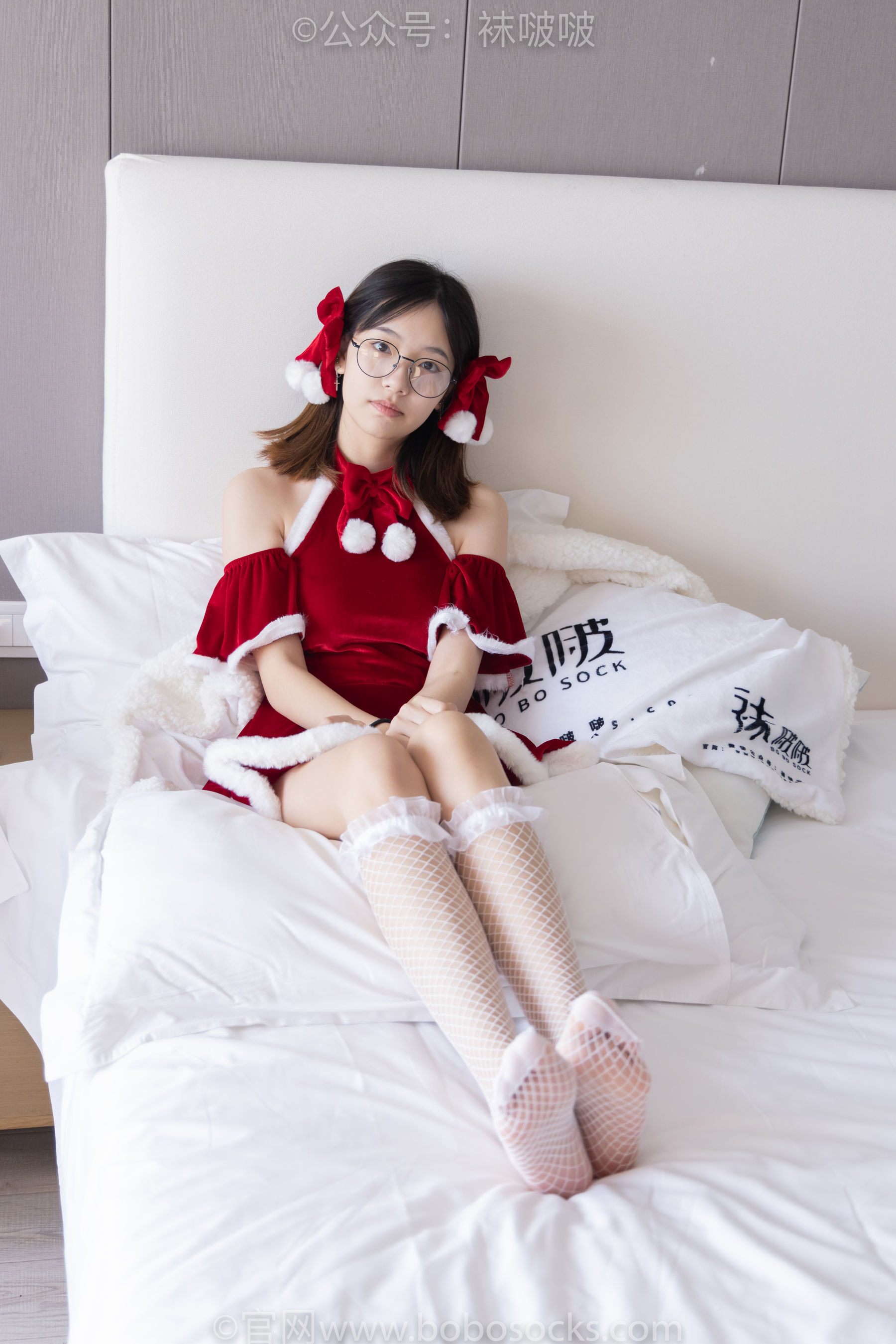BoBoSocks袜啵啵 No.043 小甜豆-圣诞服、平底鞋、高跟鞋、白色渔网袜