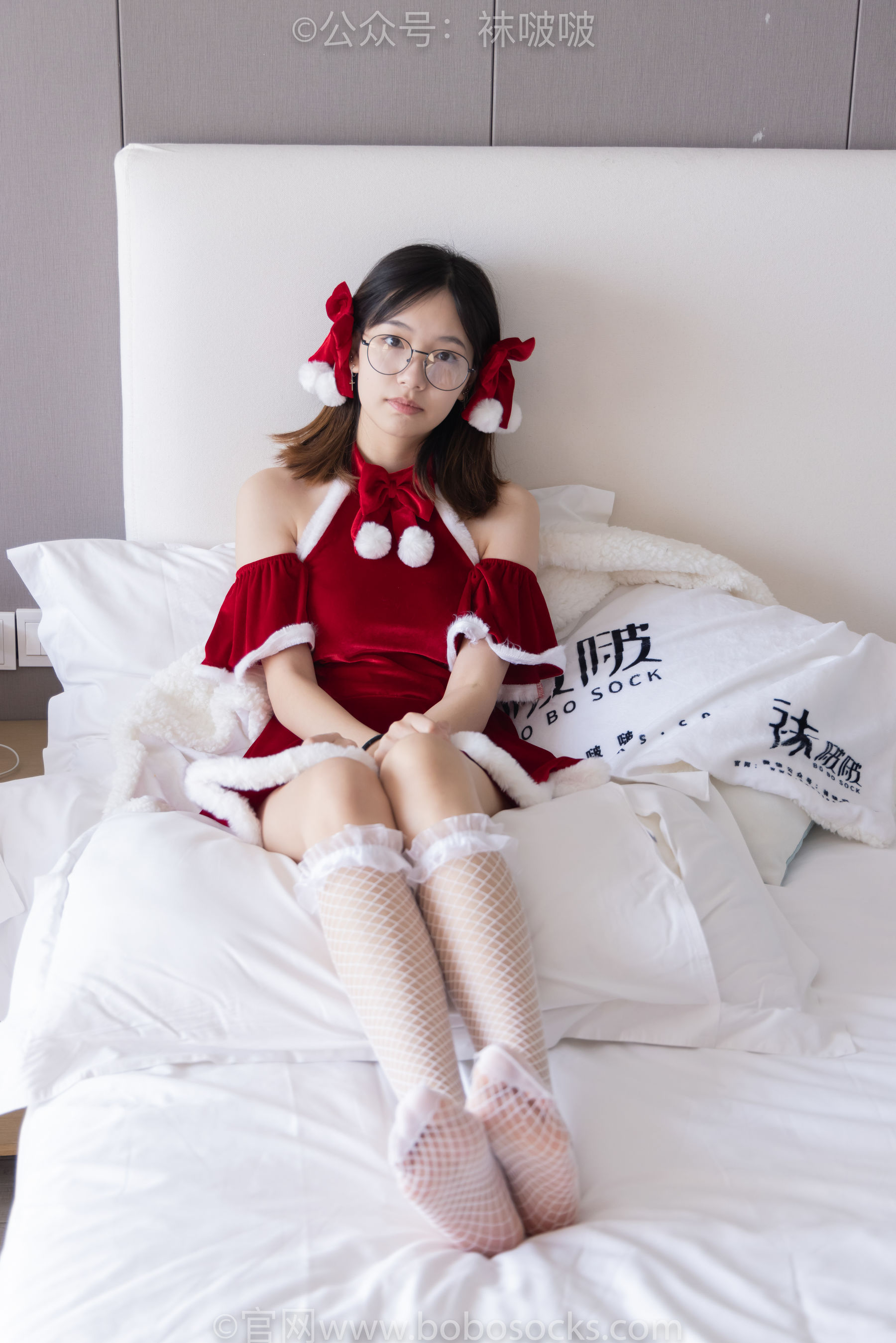 BoBoSocks袜啵啵 No.043 小甜豆-圣诞服、平底鞋、高跟鞋、白色渔网袜