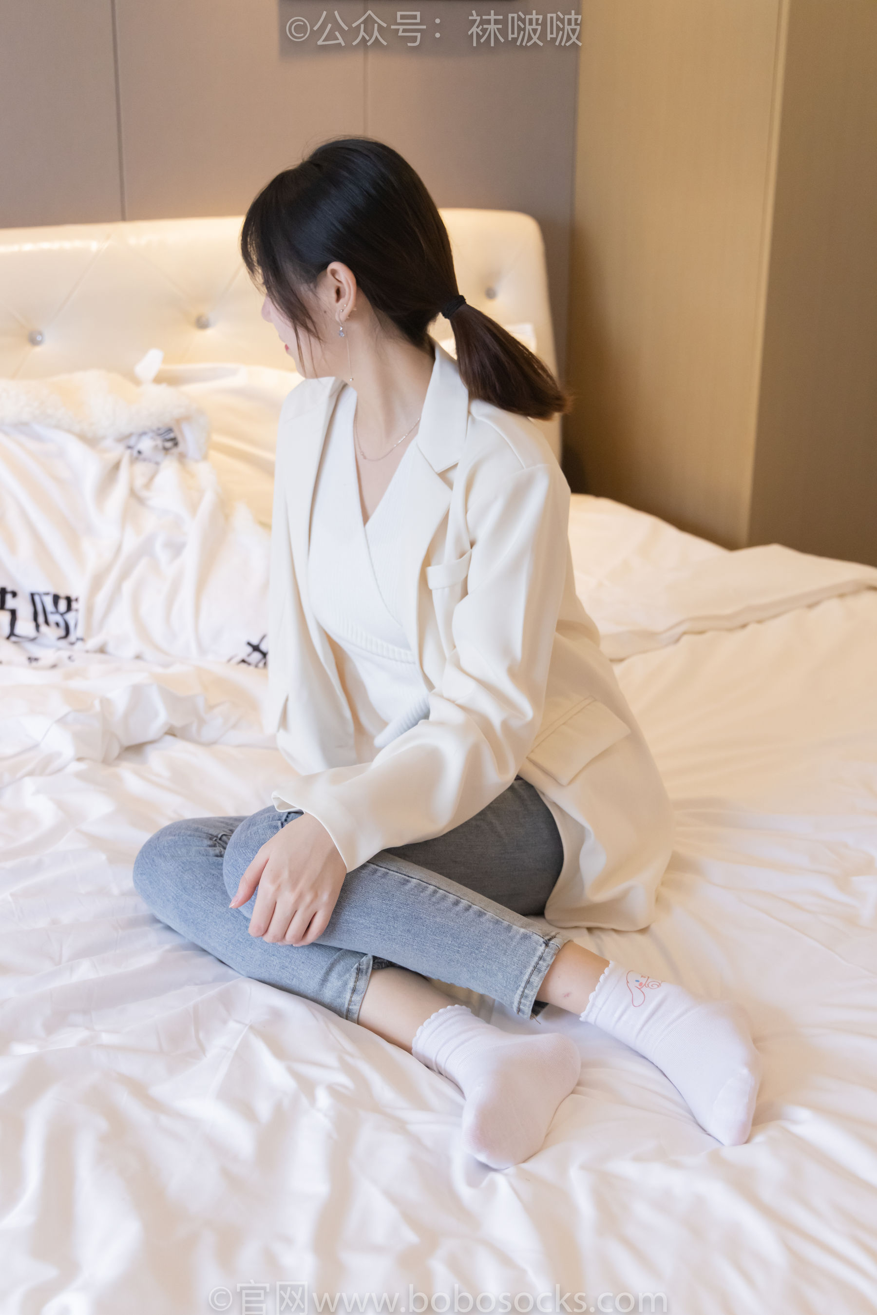 BoBoSocks袜啵啵 No.050 小甜豆-高跟长靴、白棉袜