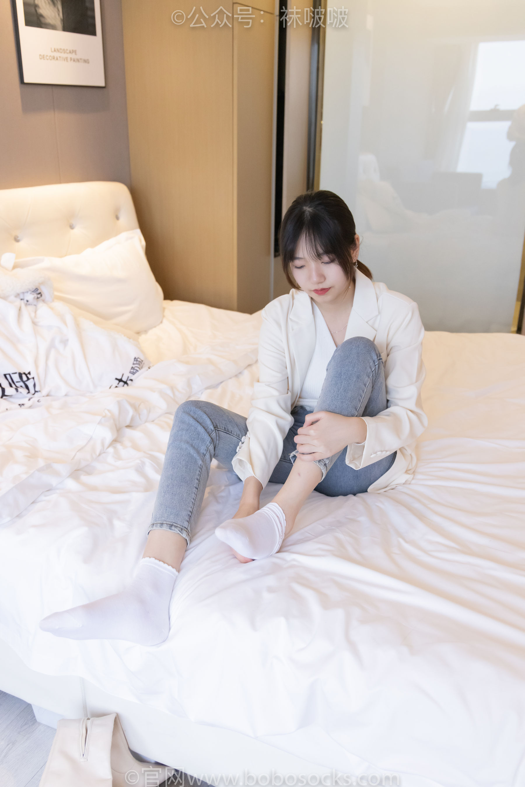 BoBoSocks袜啵啵 No.050 小甜豆-高跟长靴、白棉袜