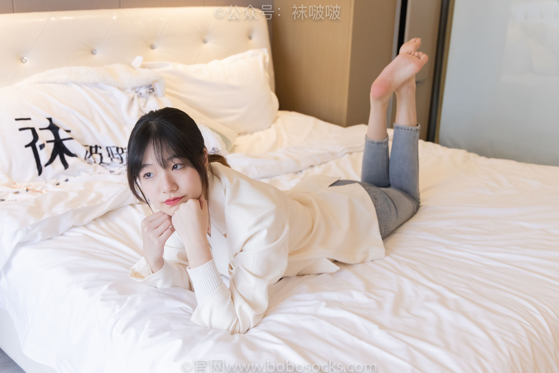 BoBoSocks袜啵啵 No.050 小甜豆-高跟长靴、白棉袜