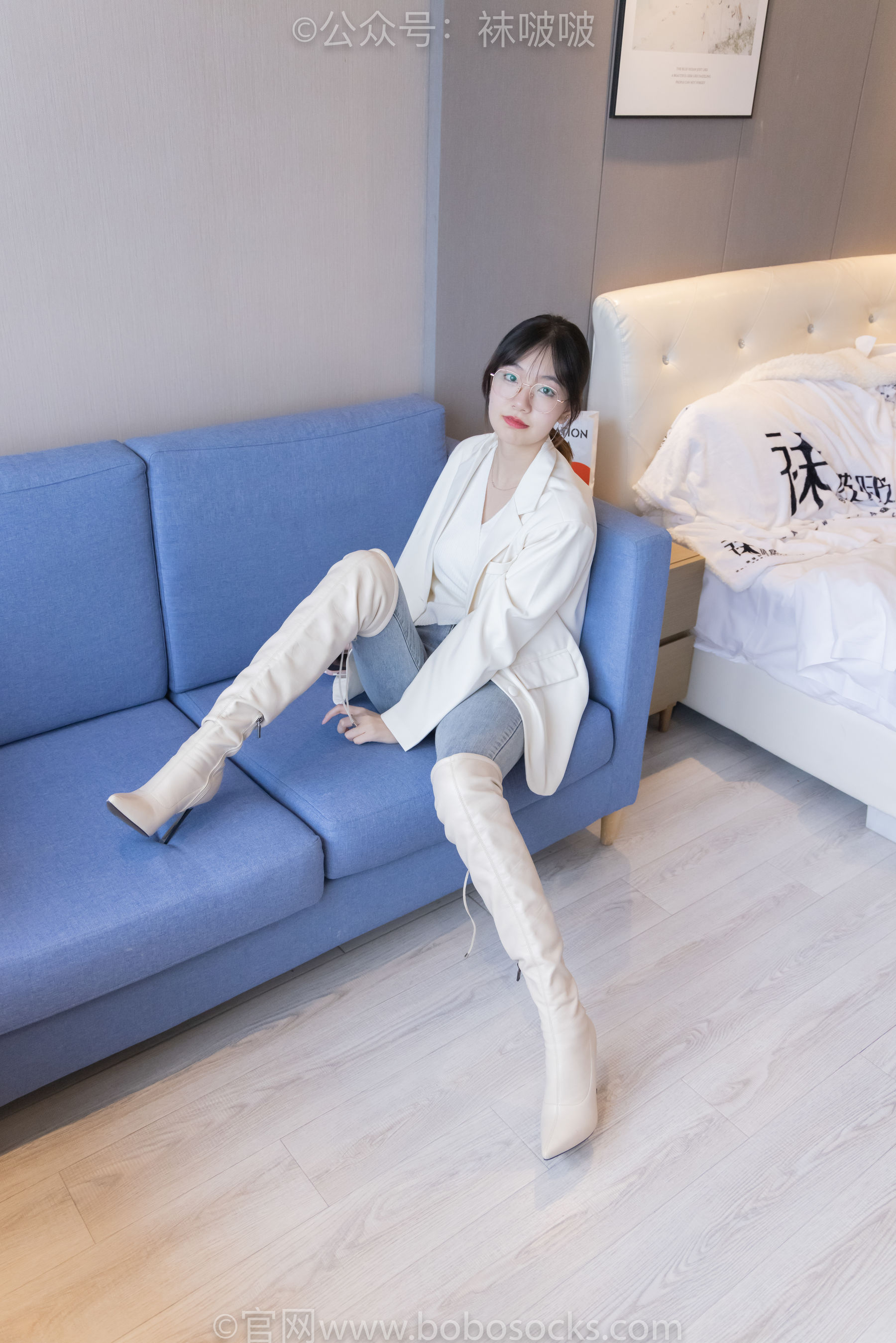 BoBoSocks袜啵啵 No.050 小甜豆-高跟长靴、白棉袜