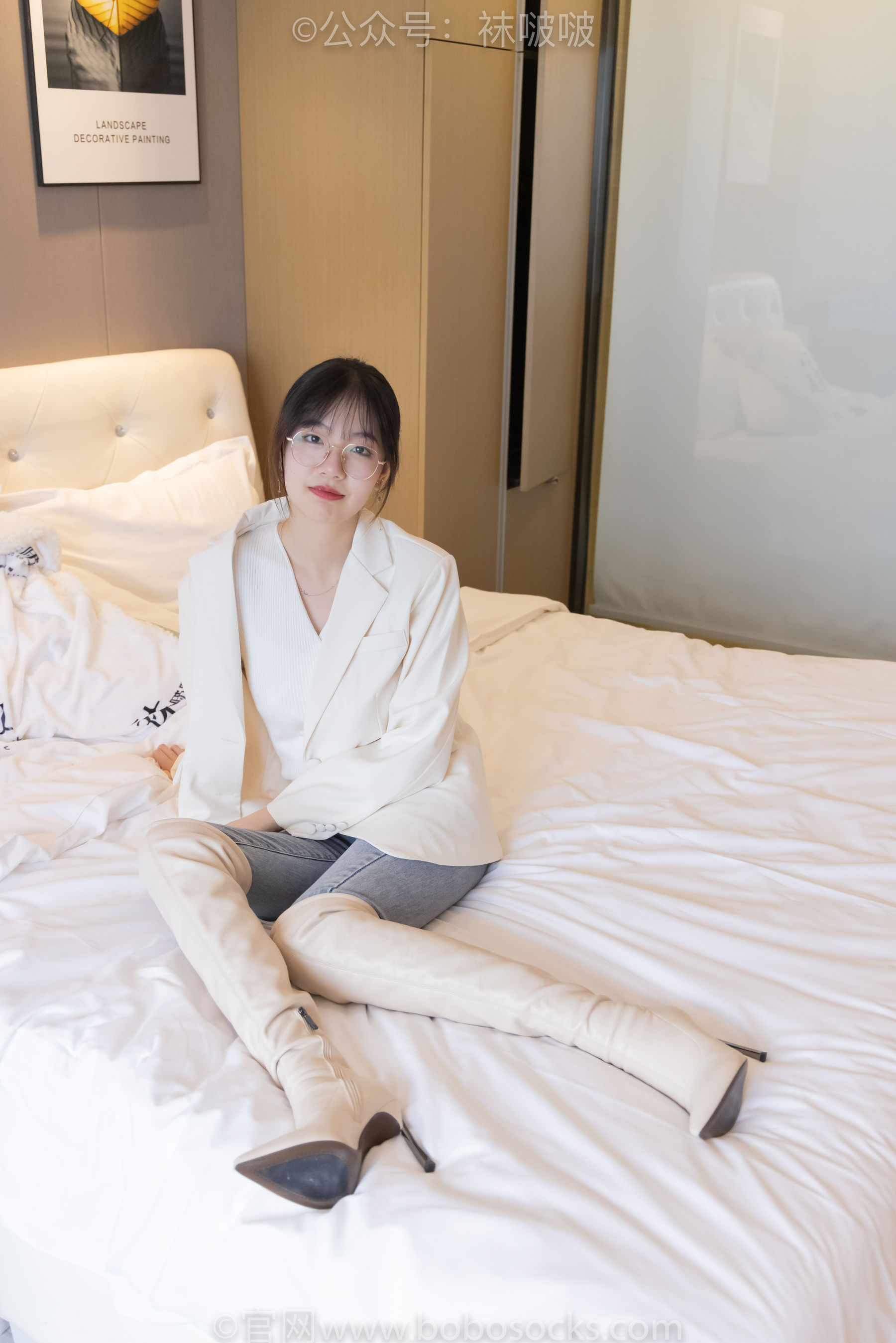 BoBoSocks袜啵啵 No.050 小甜豆-高跟长靴、白棉袜