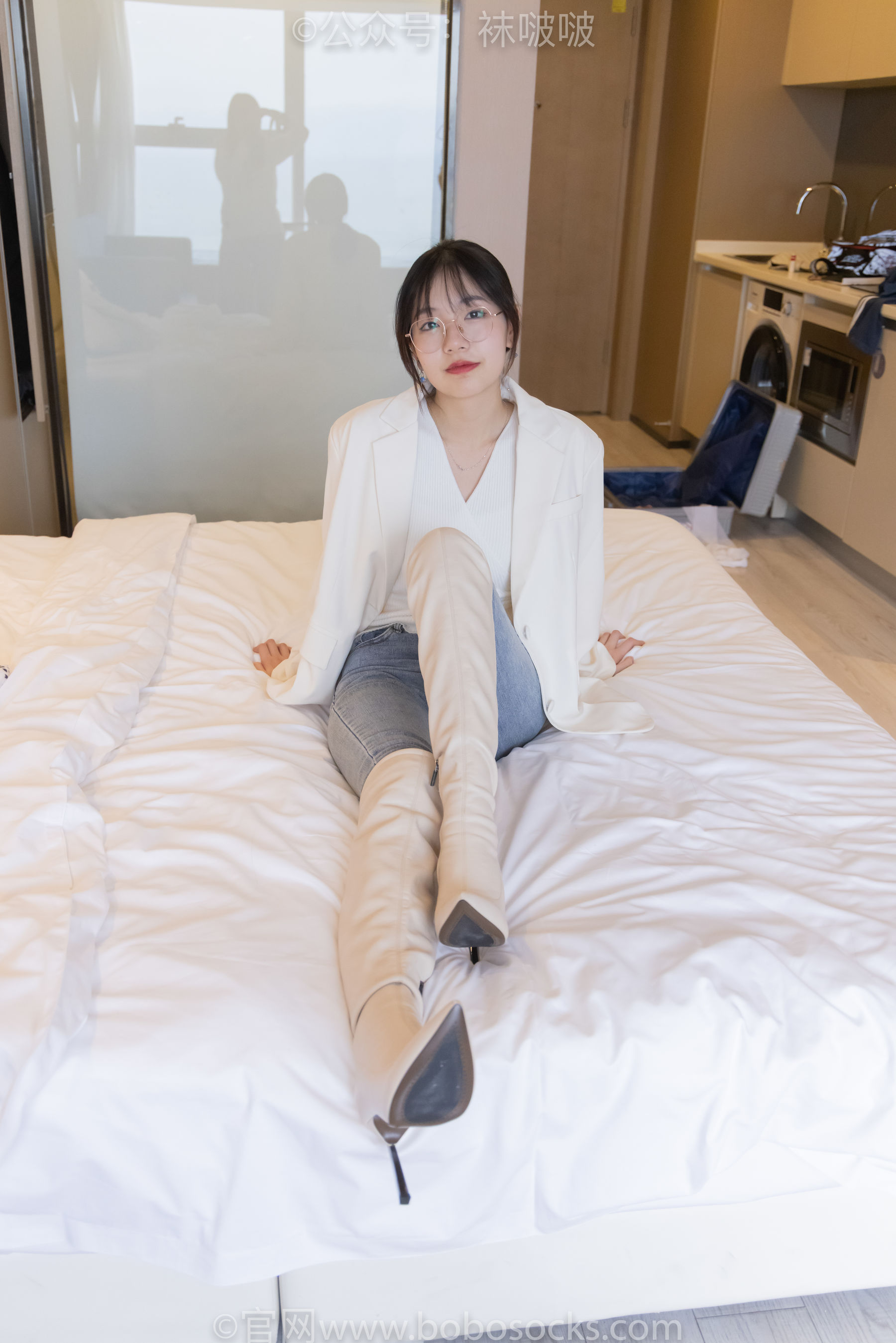 BoBoSocks袜啵啵 No.050 小甜豆-高跟长靴、白棉袜