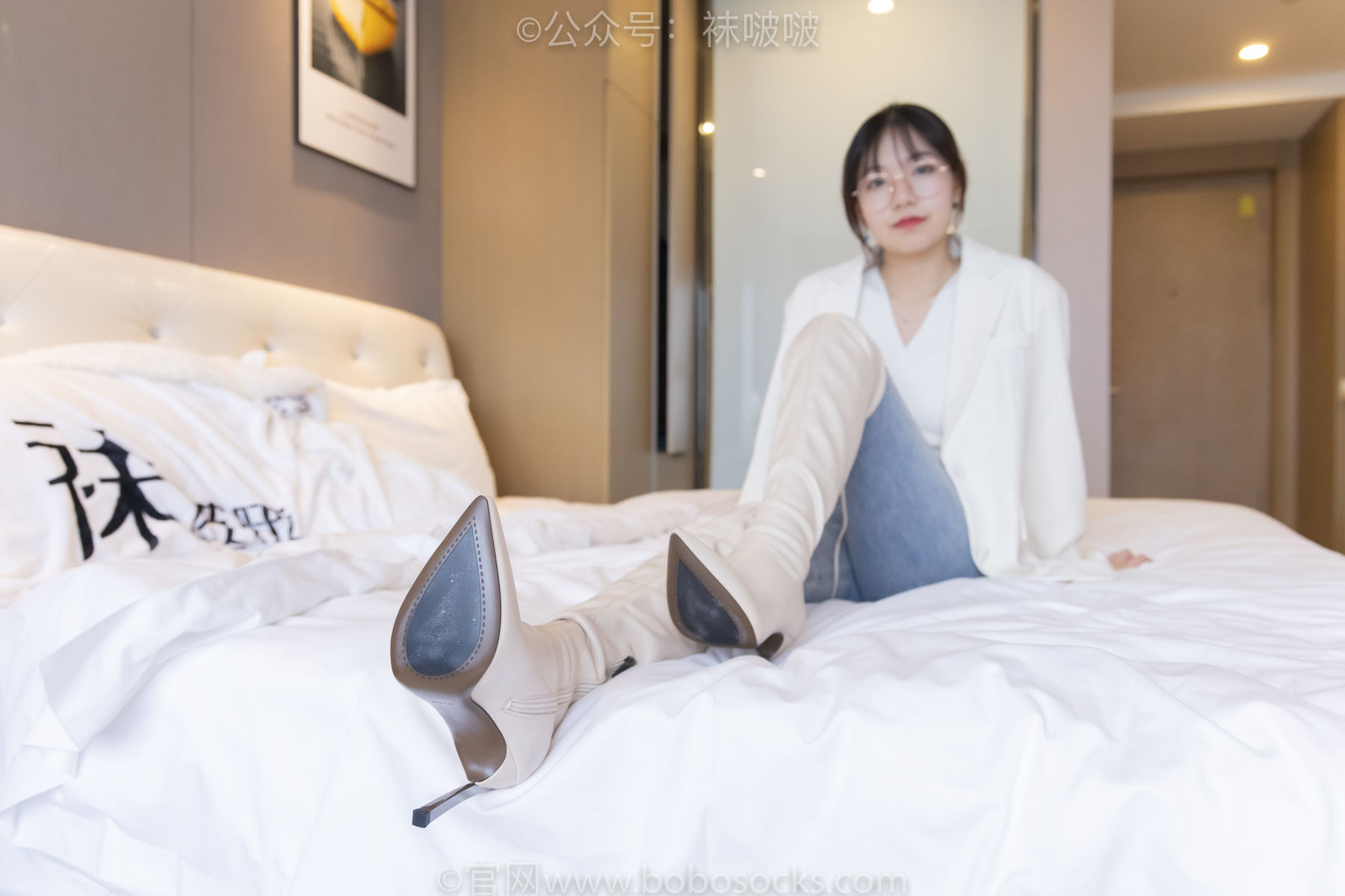 BoBoSocks袜啵啵 No.050 小甜豆-高跟长靴、白棉袜