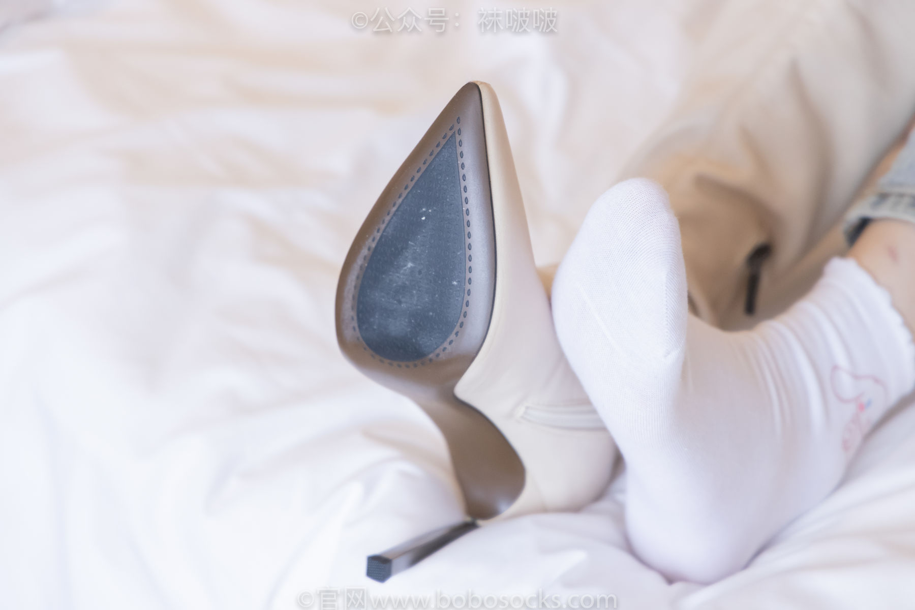 BoBoSocks袜啵啵 No.050 小甜豆-高跟长靴、白棉袜