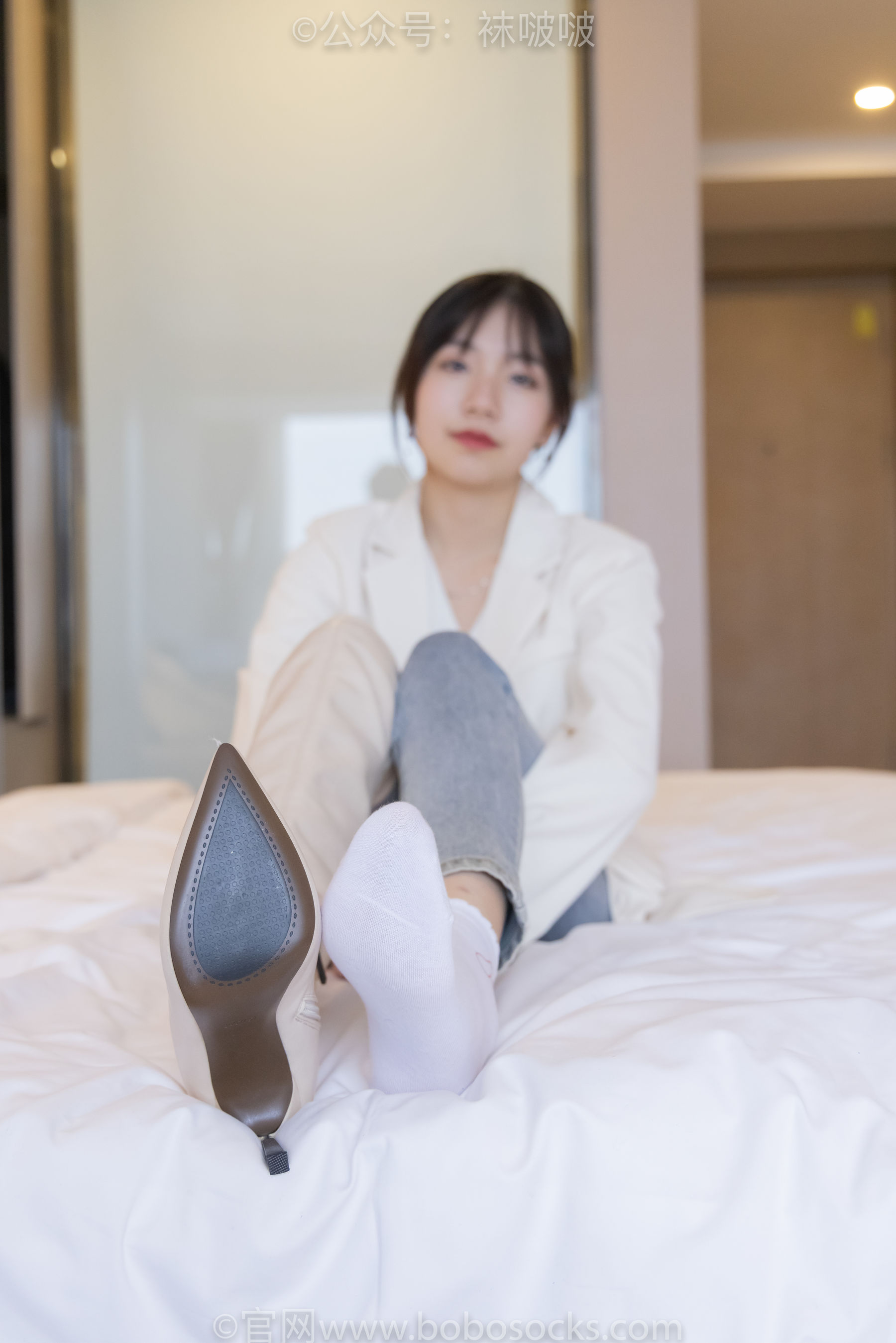 BoBoSocks袜啵啵 No.050 小甜豆-高跟长靴、白棉袜