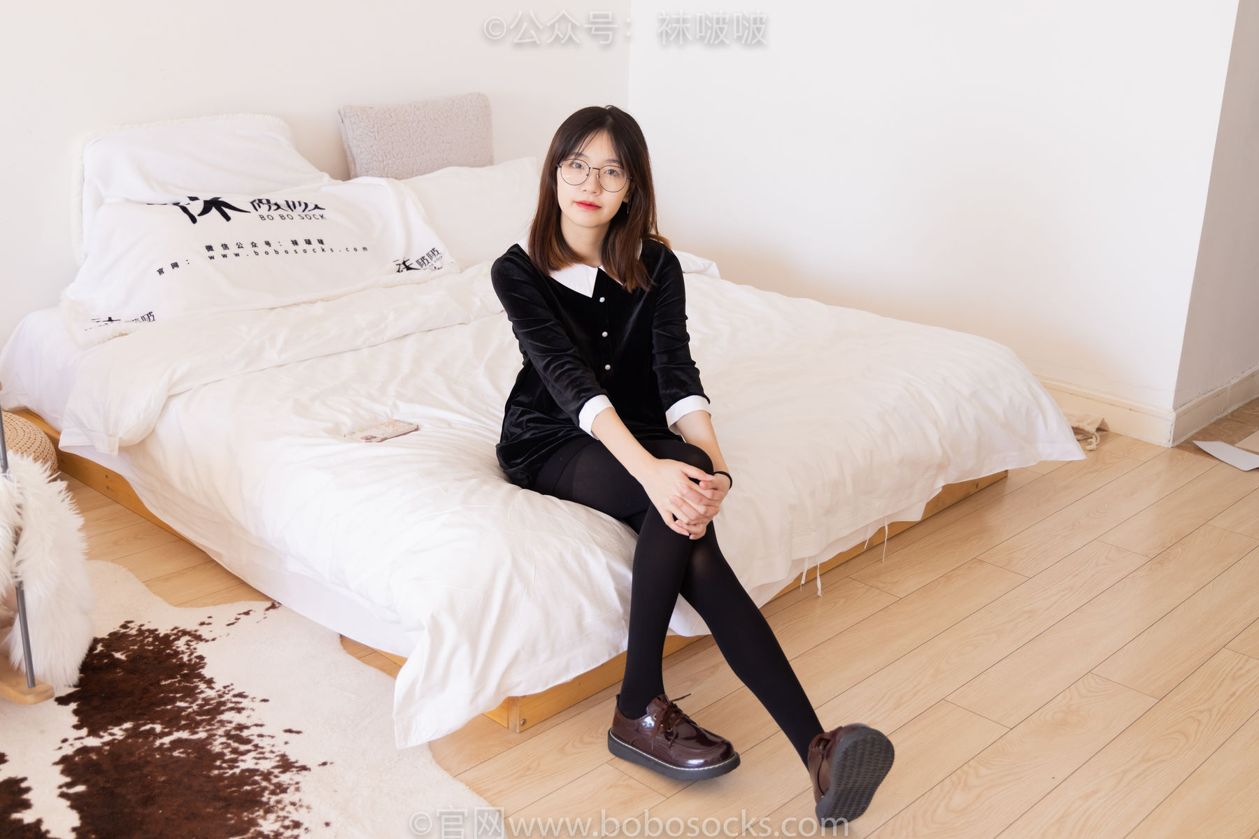 BoBoSocks袜啵啵 No.053 小甜豆-皮鞋、厚黑丝、黑色蕾丝船袜