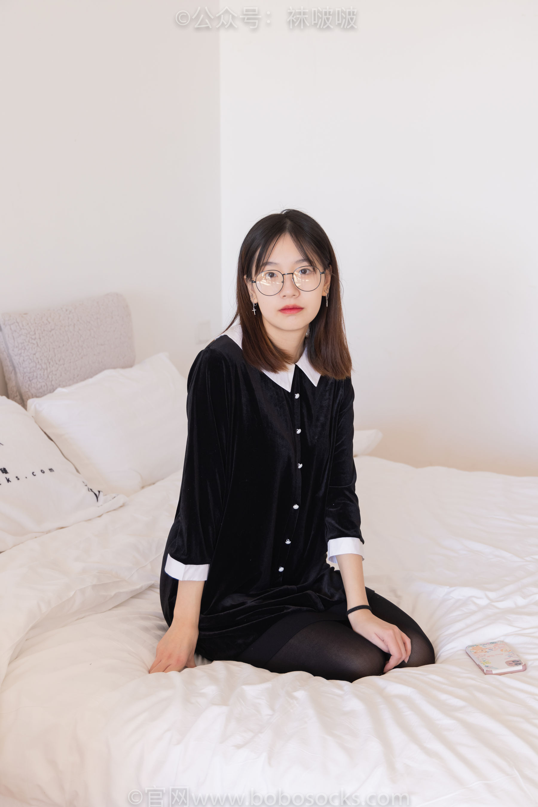 BoBoSocks袜啵啵 No.053 小甜豆-皮鞋、厚黑丝、黑色蕾丝船袜