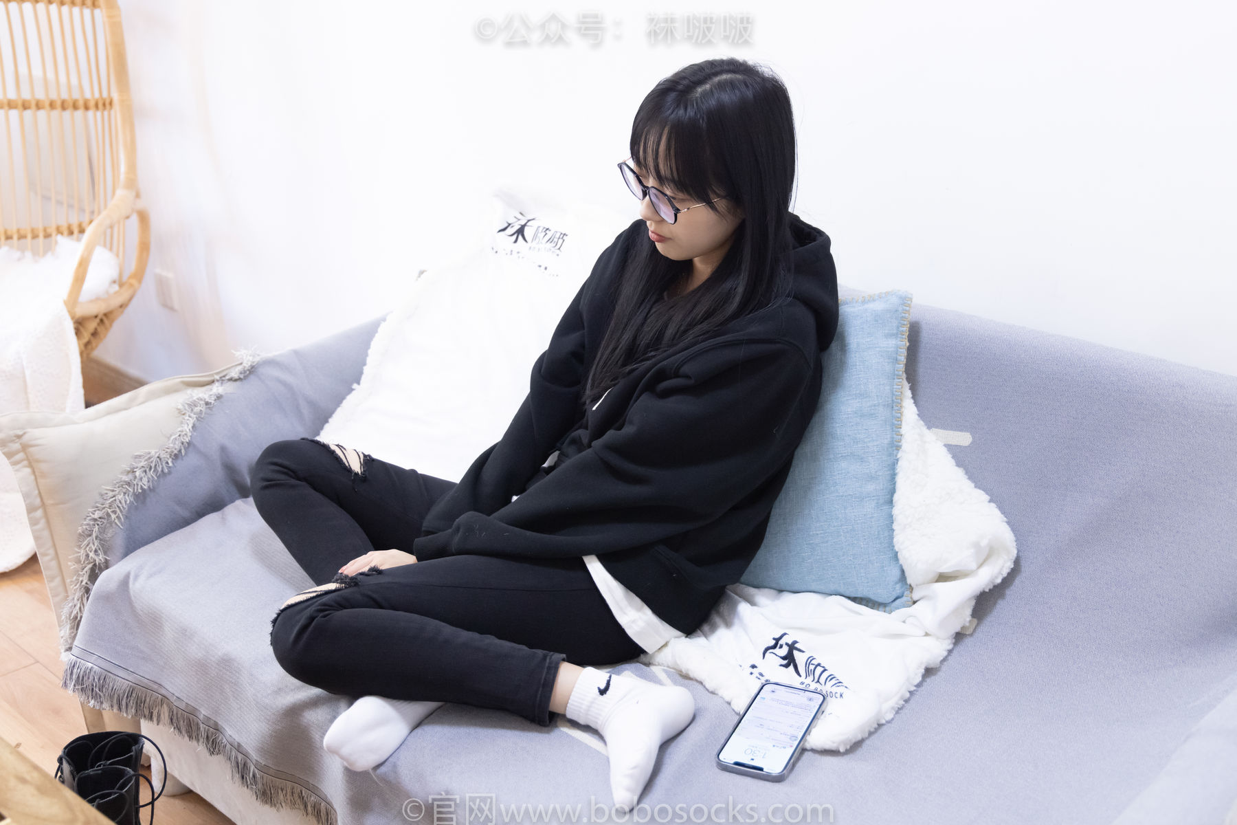 BoBoSocks袜啵啵 No.061 稚予-短靴、白棉袜、裸足