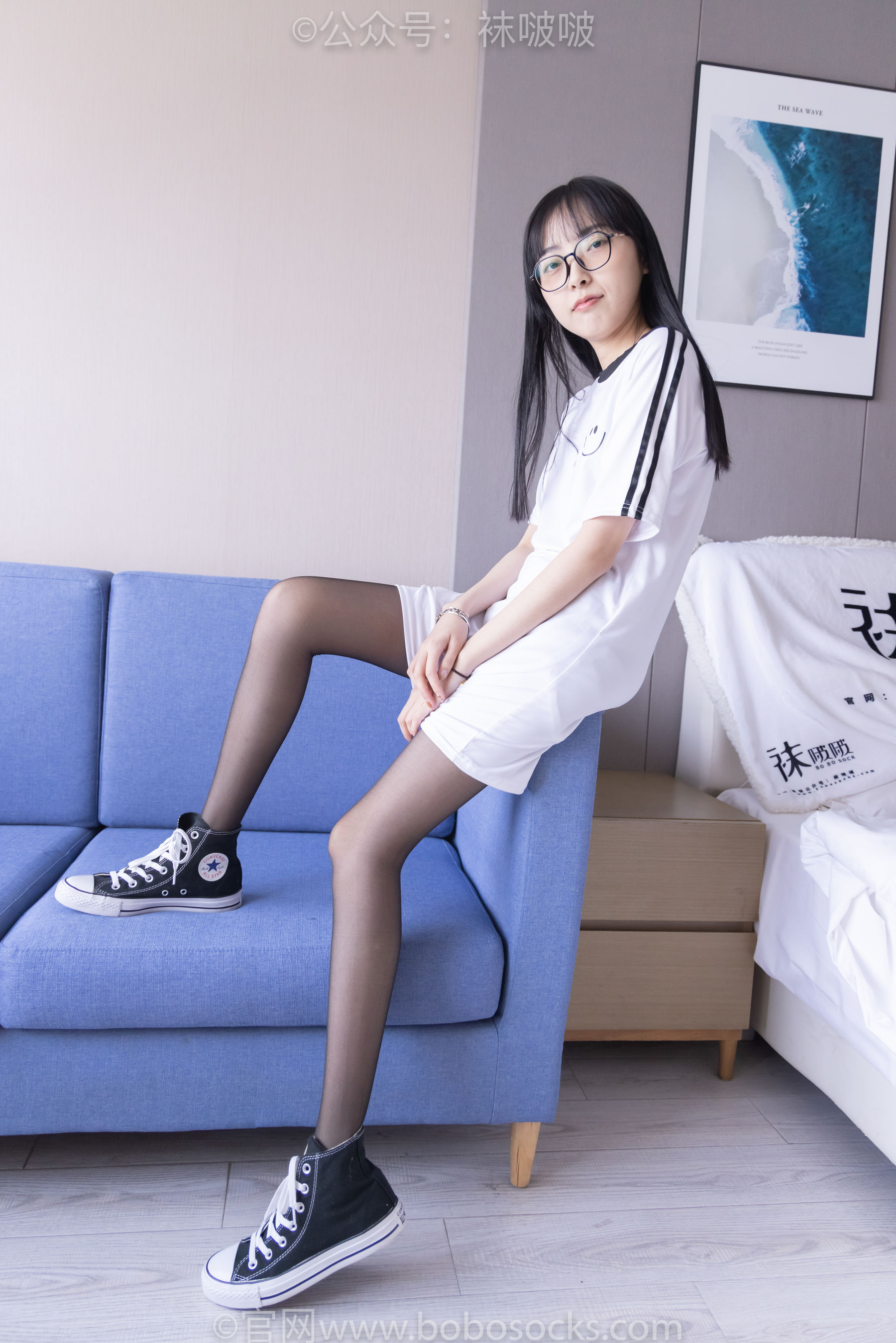 BoBoSocks袜啵啵 No.067 稚予-匡威帆布鞋、黑丝