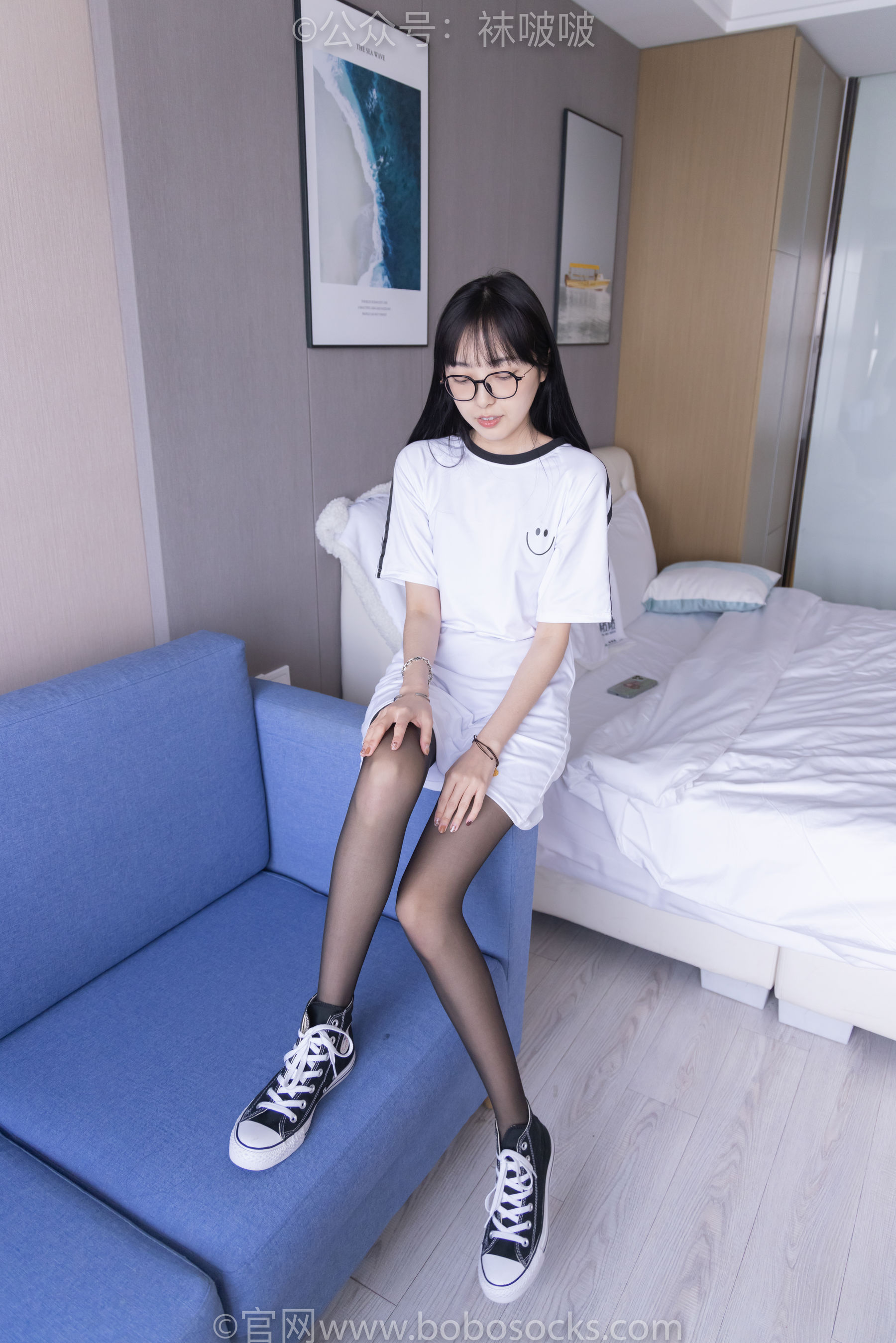 BoBoSocks袜啵啵 No.067 稚予-匡威帆布鞋、黑丝