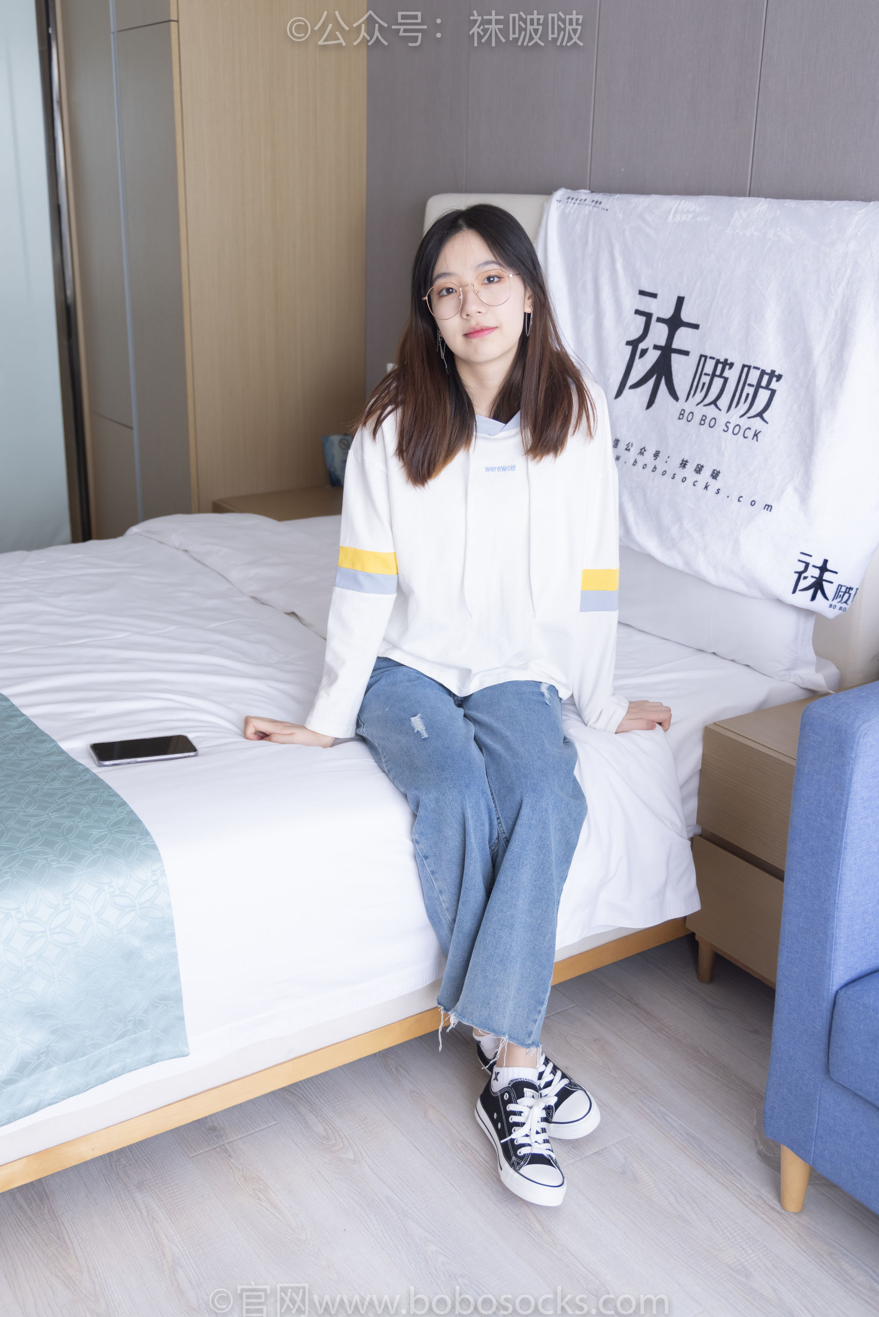 BoBoSocks袜啵啵 No.080 小甜豆-帆布鞋、白棉袜、肉丝