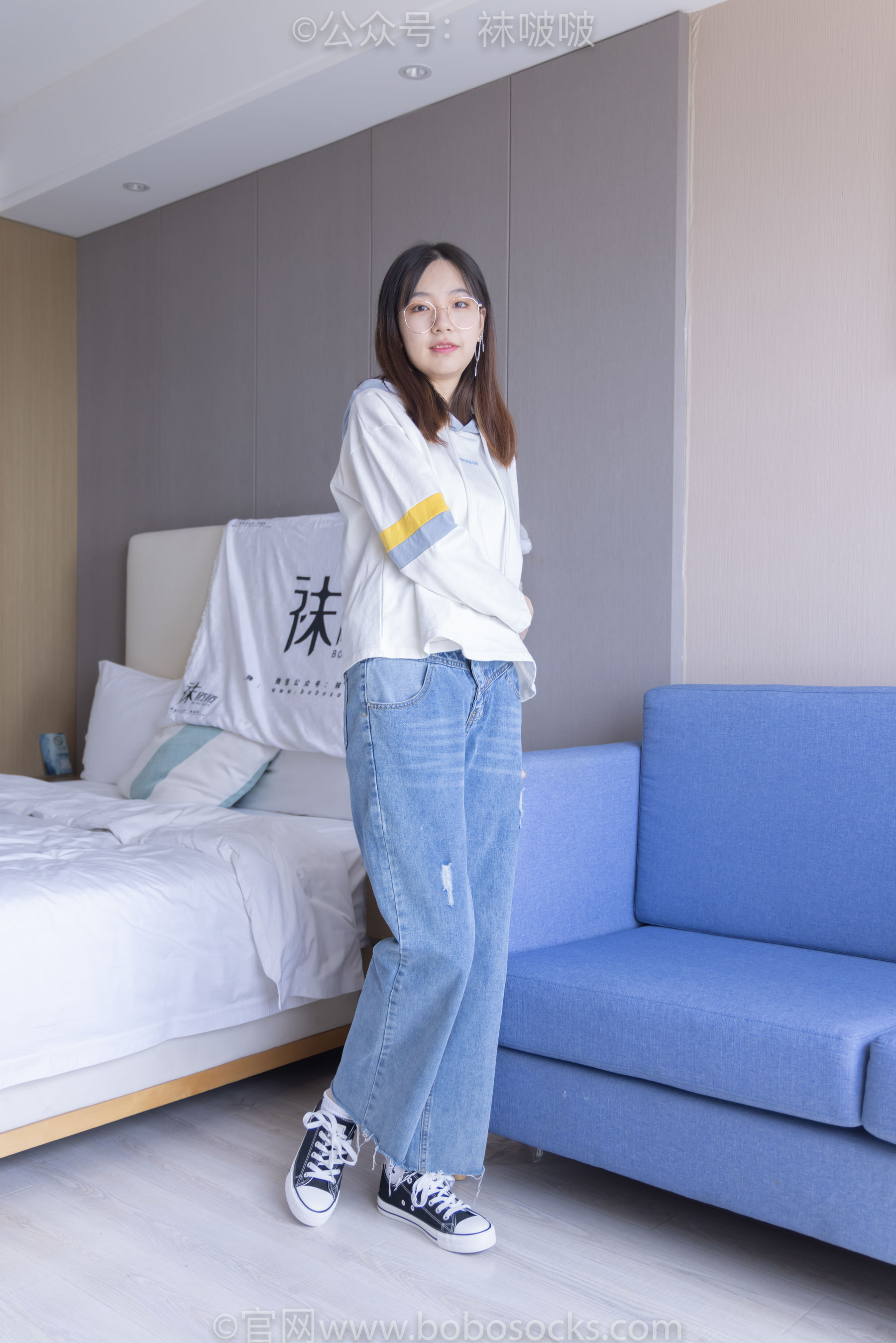 BoBoSocks袜啵啵 No.080 小甜豆-帆布鞋、白棉袜、肉丝