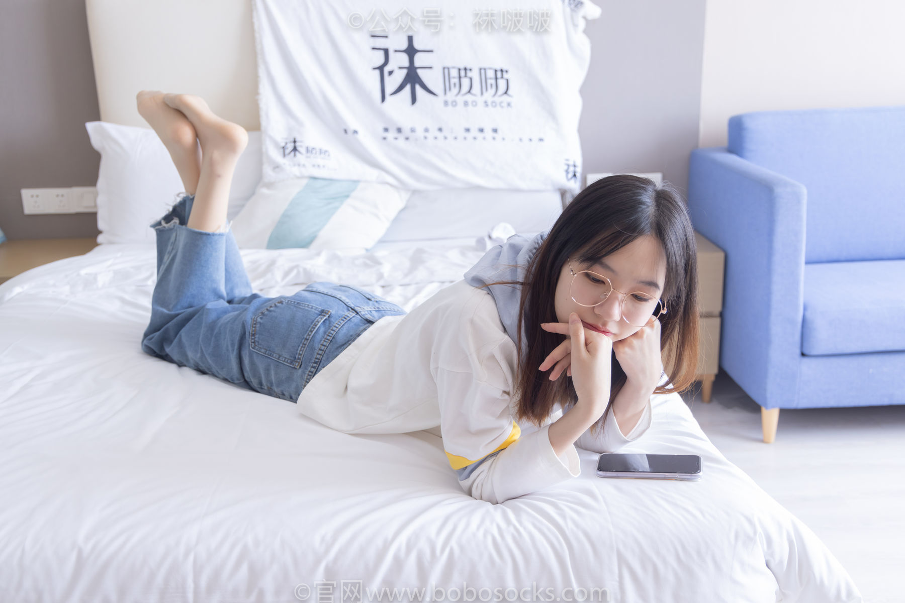 BoBoSocks袜啵啵 No.080 小甜豆-帆布鞋、白棉袜、肉丝